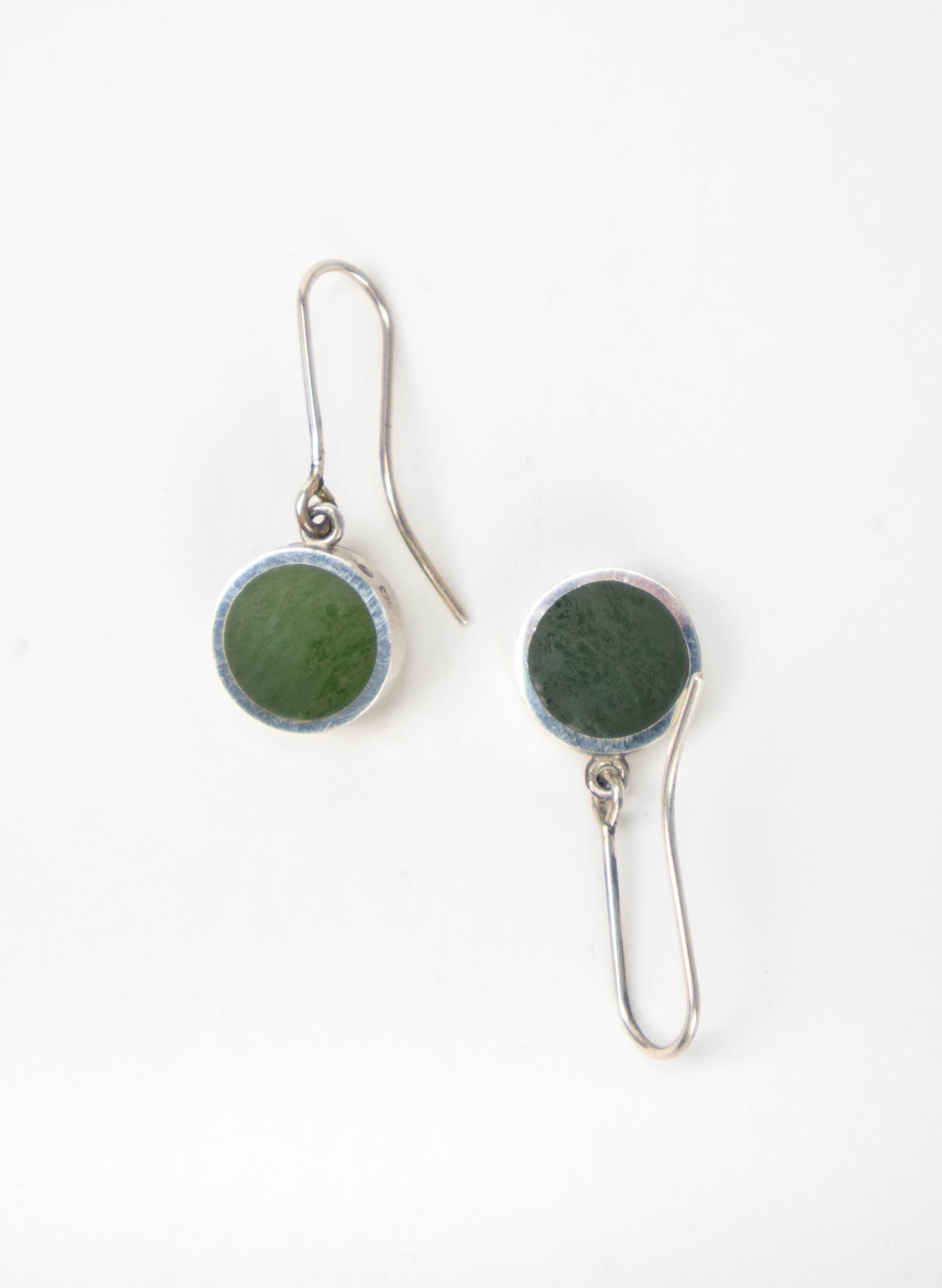 Disc Earrings - Sterling Silver & Pounamu