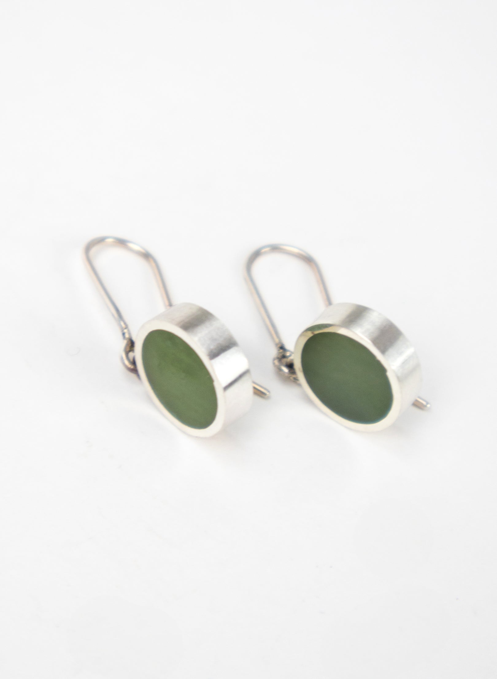 Disc Earrings - Sterling Silver & Pounamu