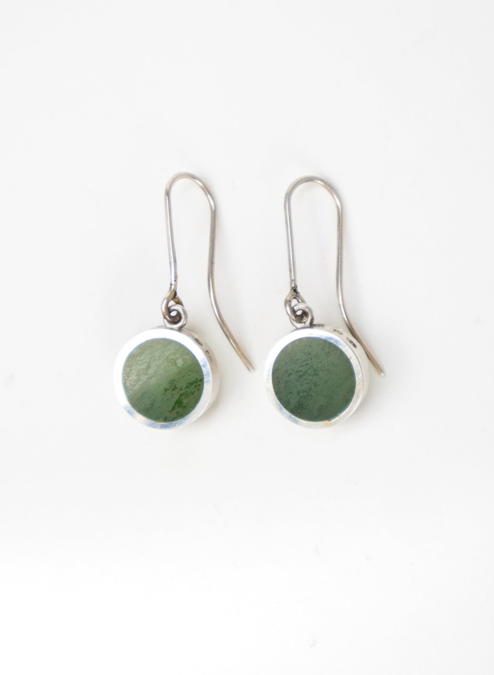 Disc Earrings - Sterling Silver & Pounamu
