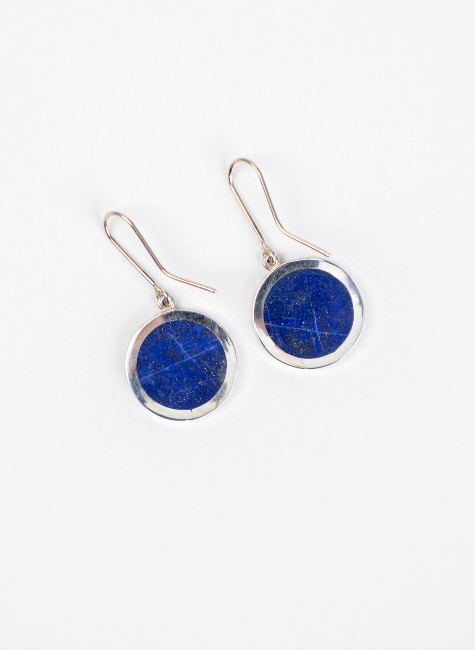 Disc Earrings - Sterling Silver & Lapis