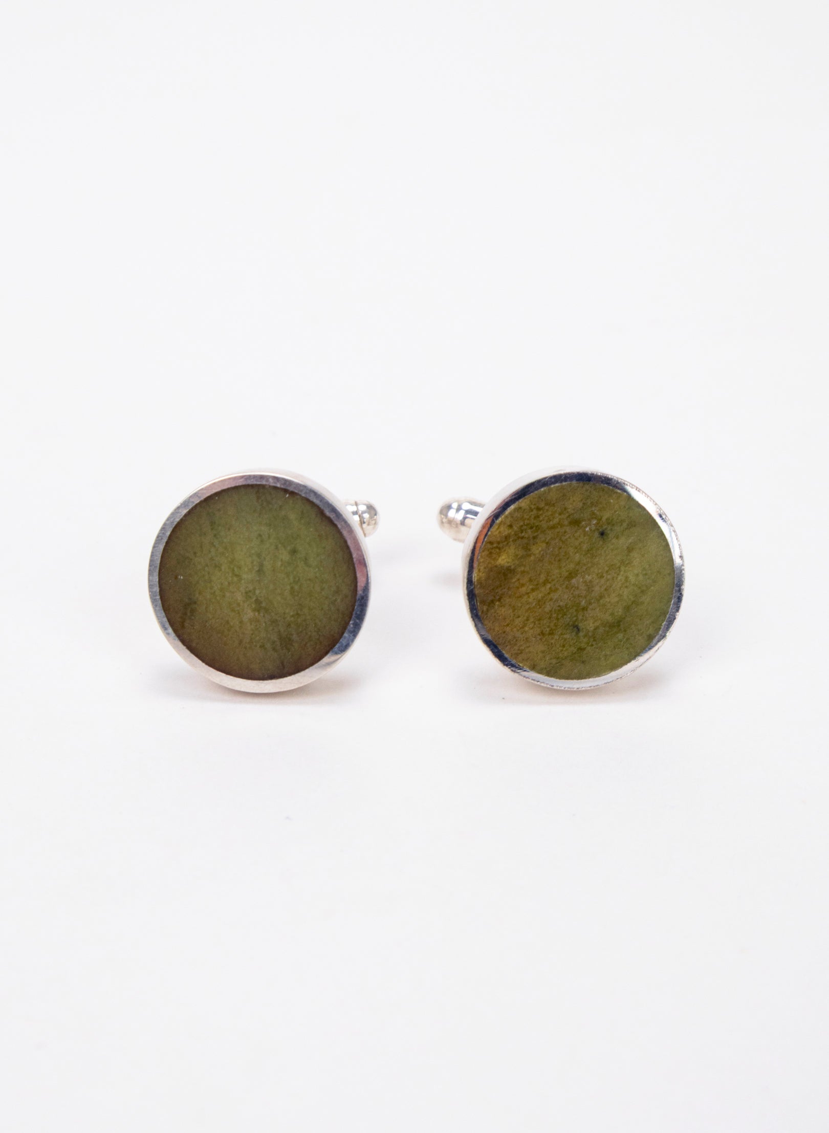 Disc Cufflinks - Pounamu and Sterling Silver