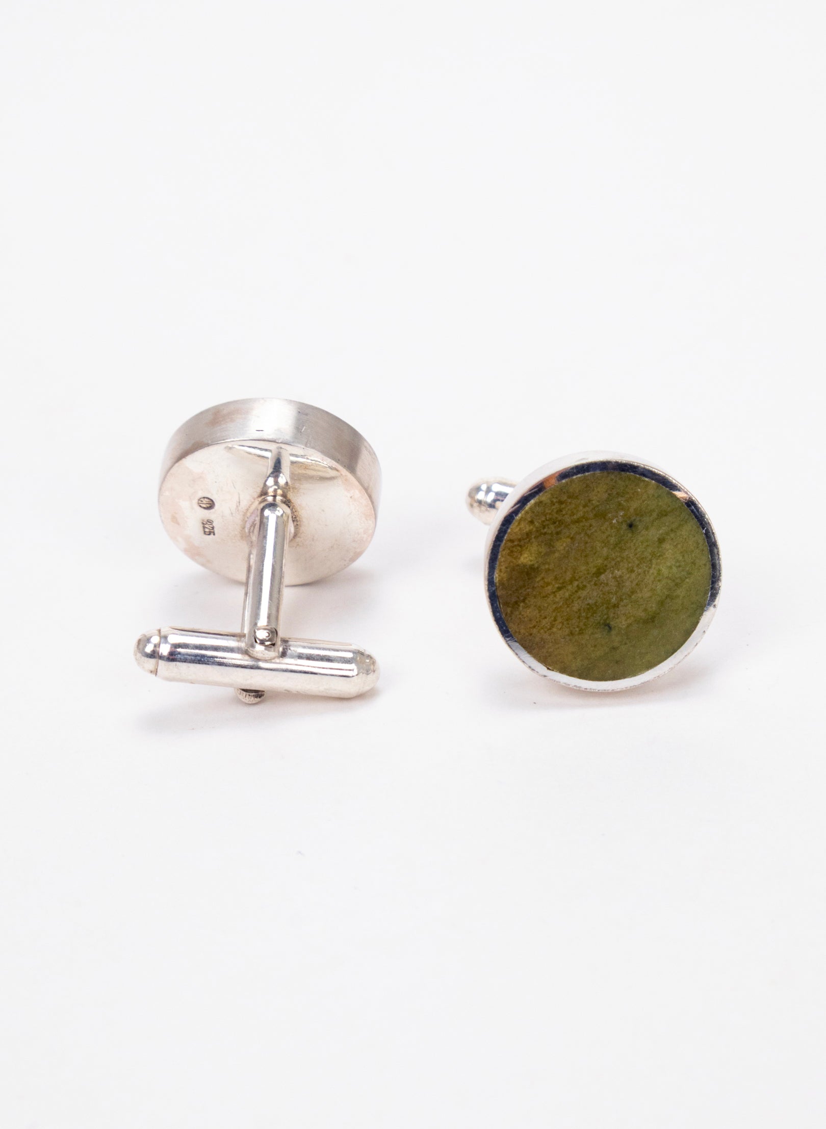 Disc Cufflinks - Pounamu and Sterling Silver