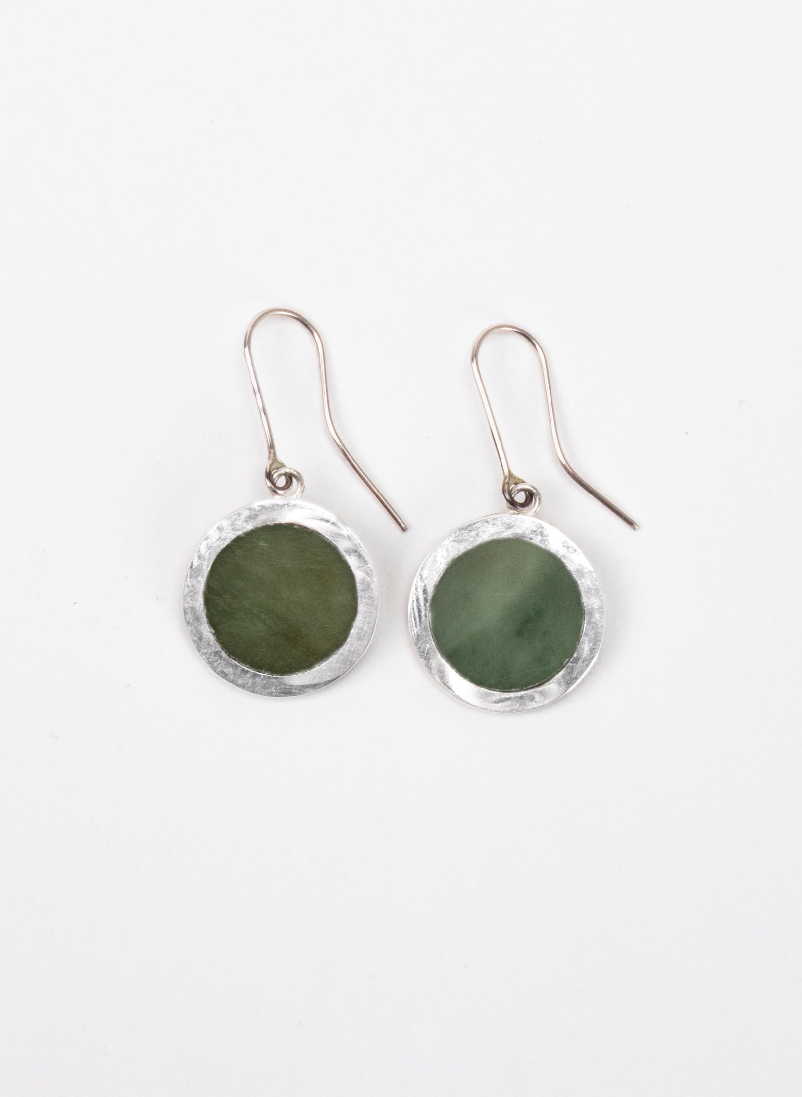 Disc Earrings - Sterling Silver & Pounamu