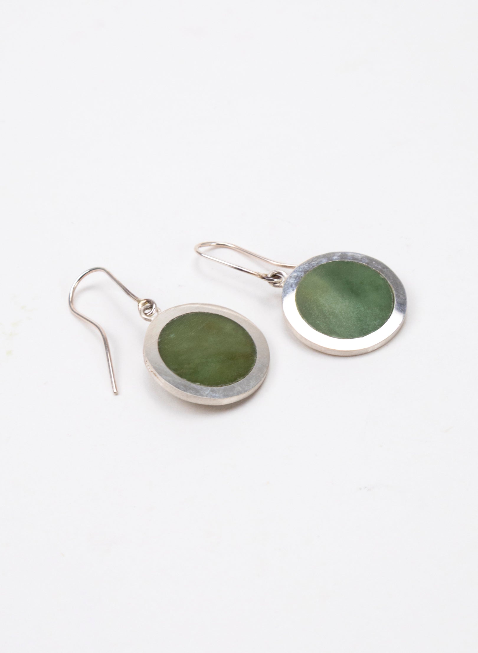 Disc Earrings - Sterling Silver & Pounamu