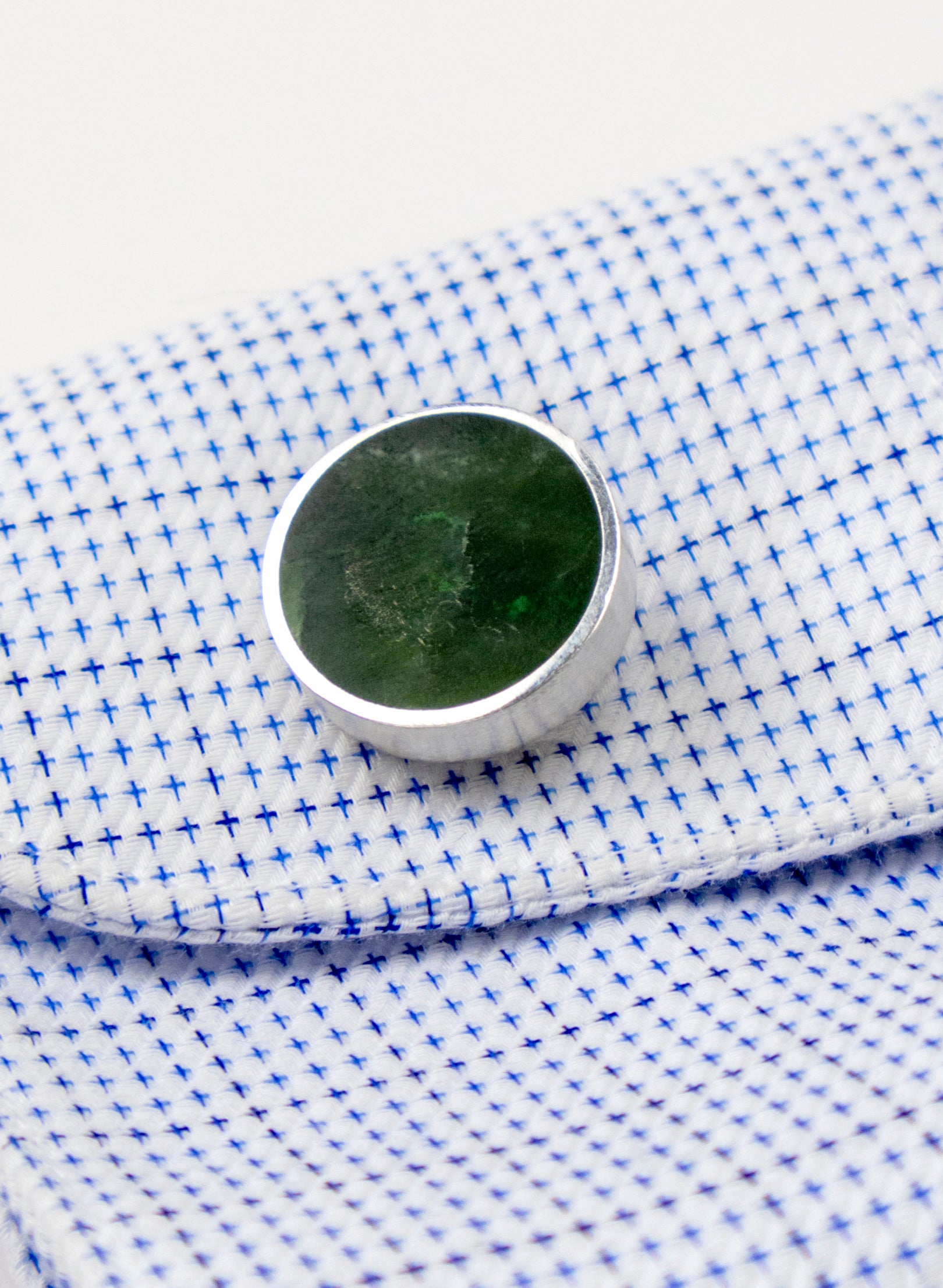 Disc Cufflinks - Pounamu and Sterling Silver