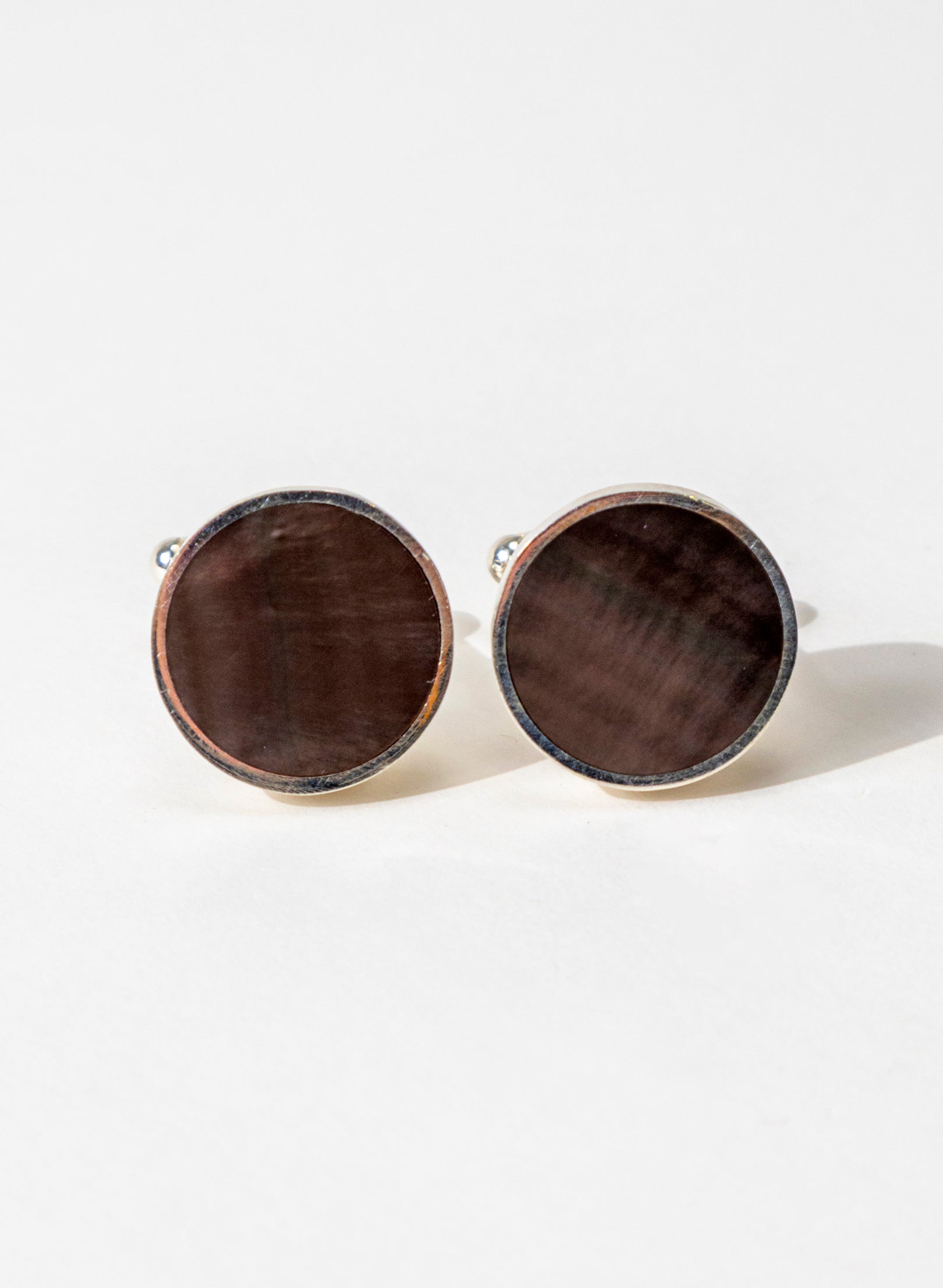 Disc Cufflinks - Black Lipped and Sterling Silver