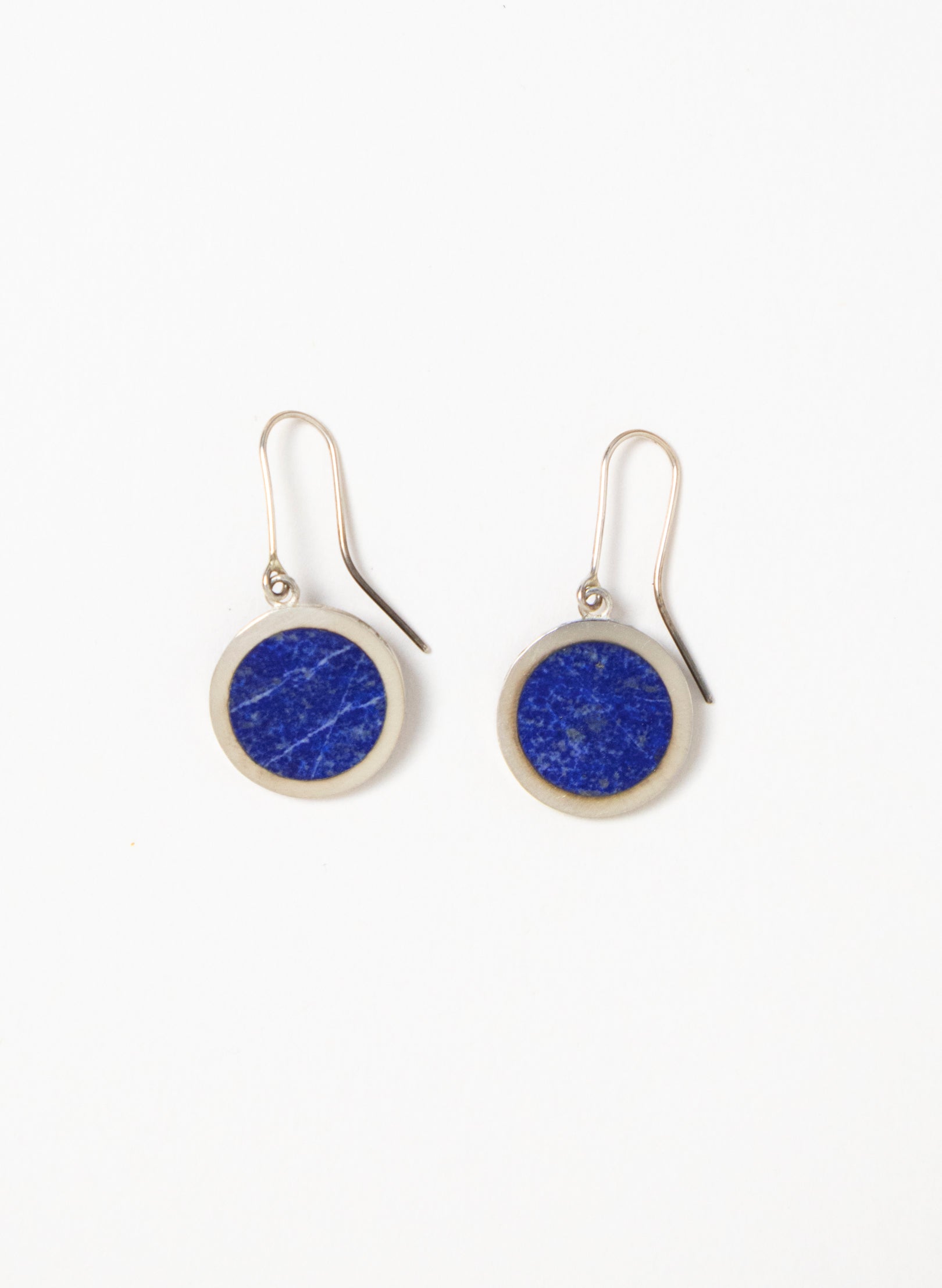 Disc Earrings - Sterling Silver & Lapis