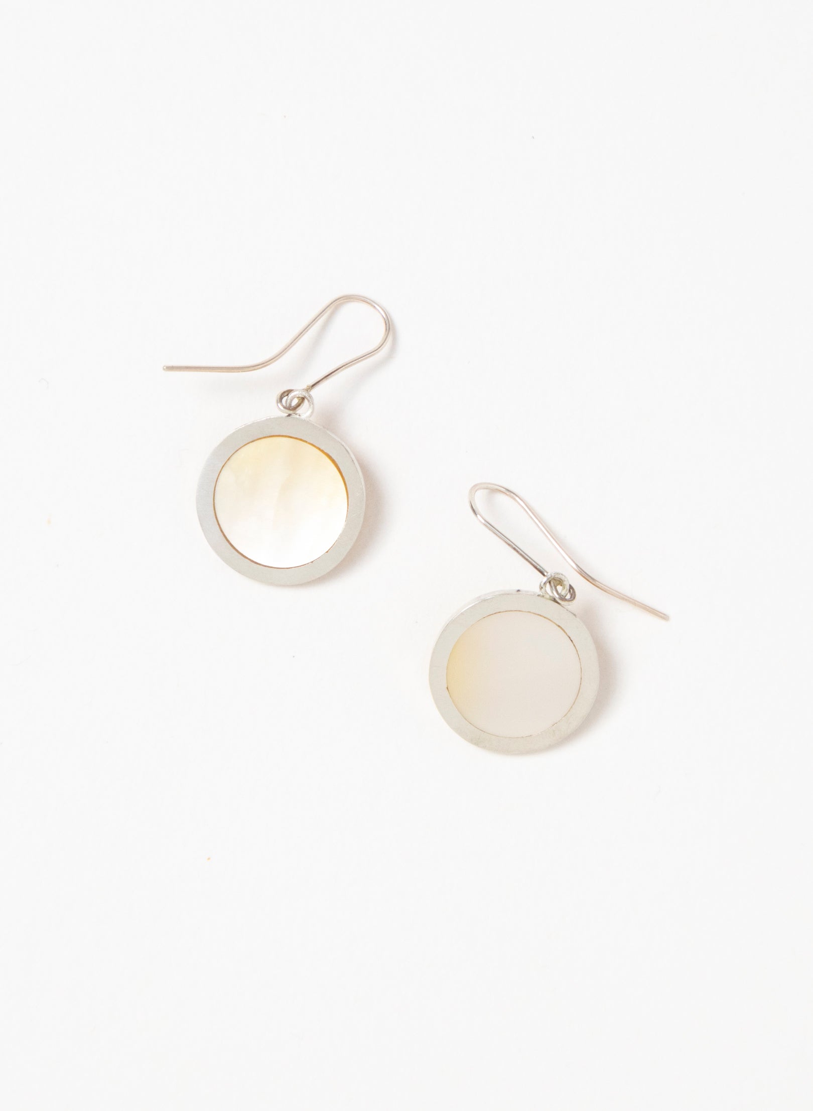 Disc Earrings - Sterling Silver & Mother of Pearl