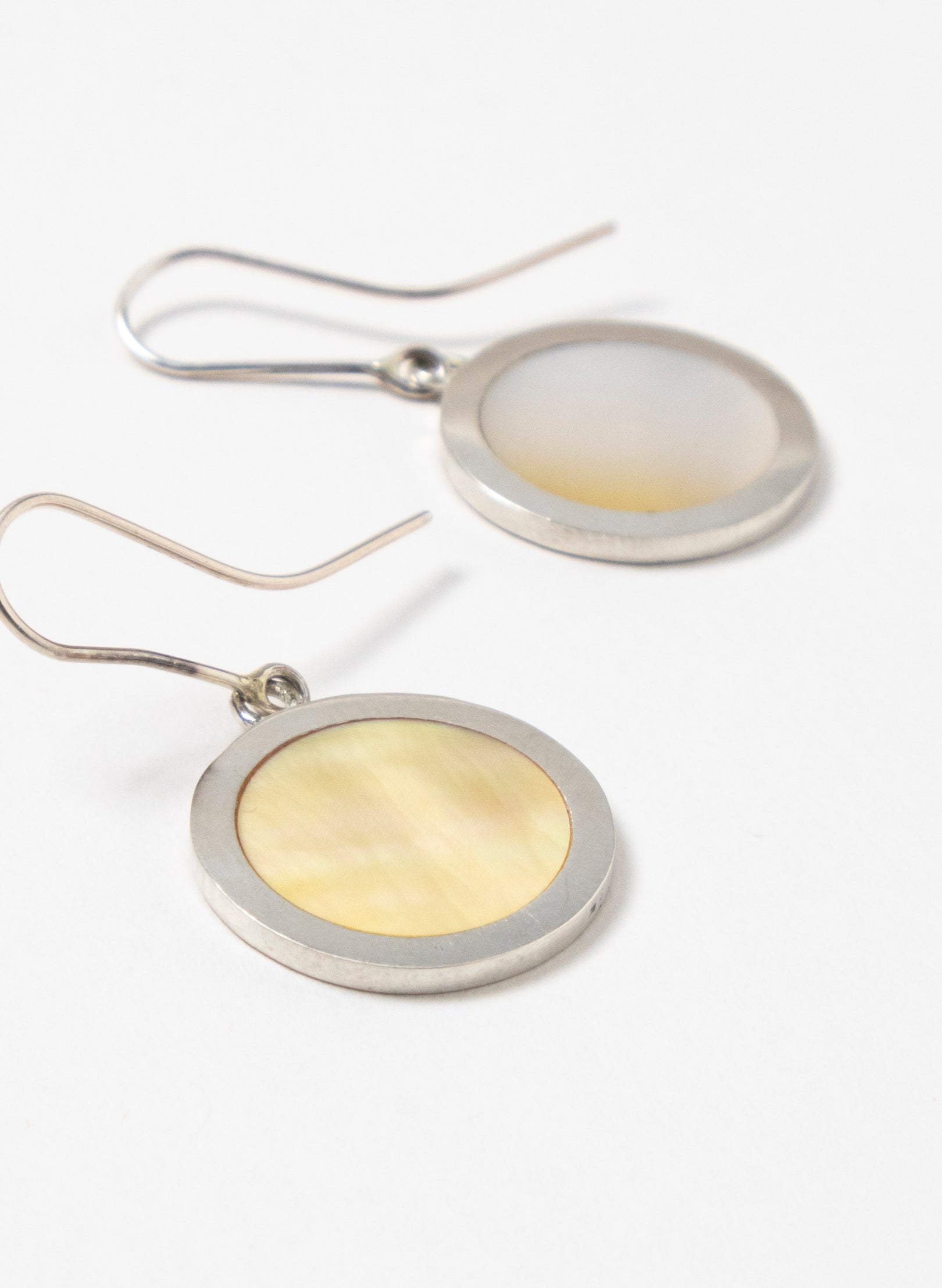 Disc Earrings - Sterling Silver & Mother of Pearl