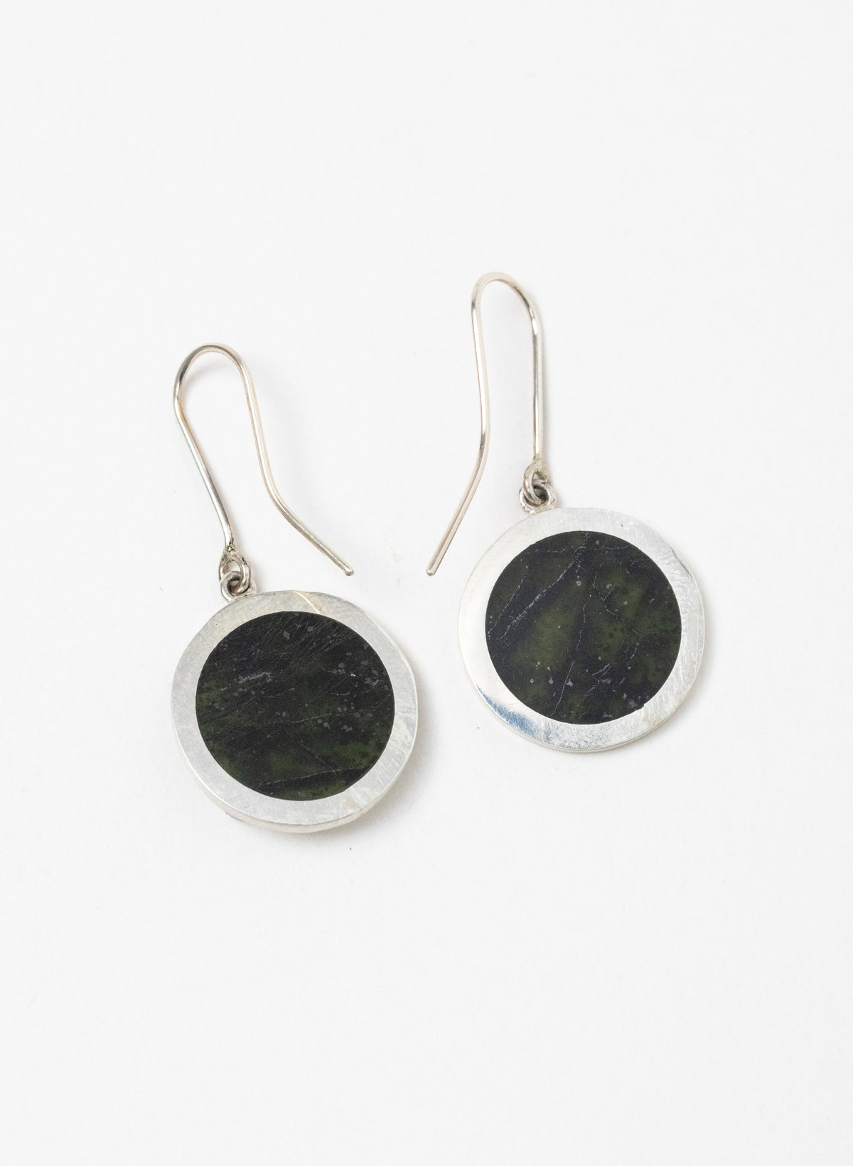 Disc Earrings - Sterling Silver & Pounamu