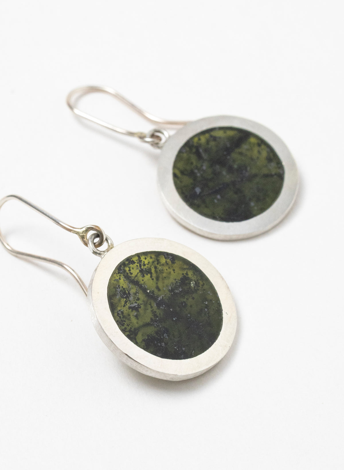 Disc Earrings - Sterling Silver & Pounamu