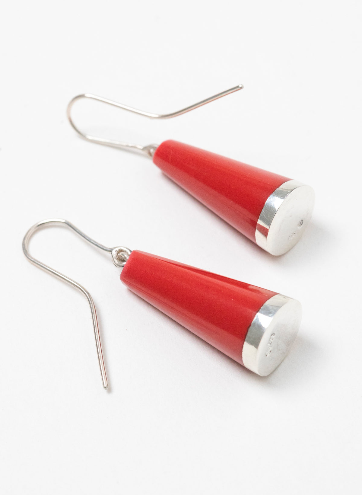 Huia Earrings - Sterling Silver and Red Corian