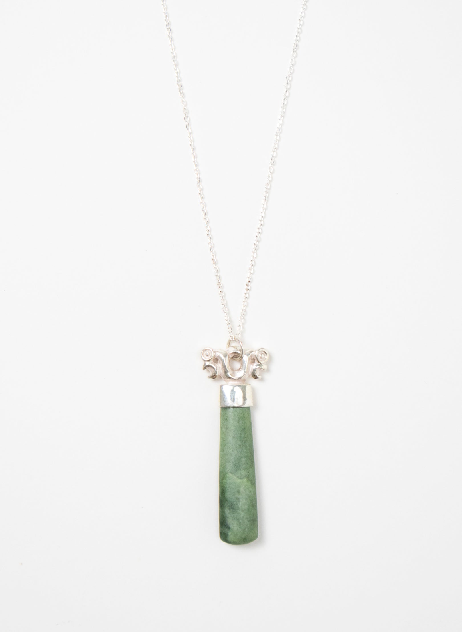 Silver Pekapeka Pendant Pounamu Drop