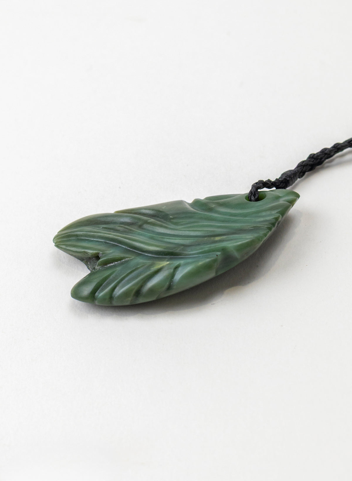 Carved Leaf Pounamu Pendant