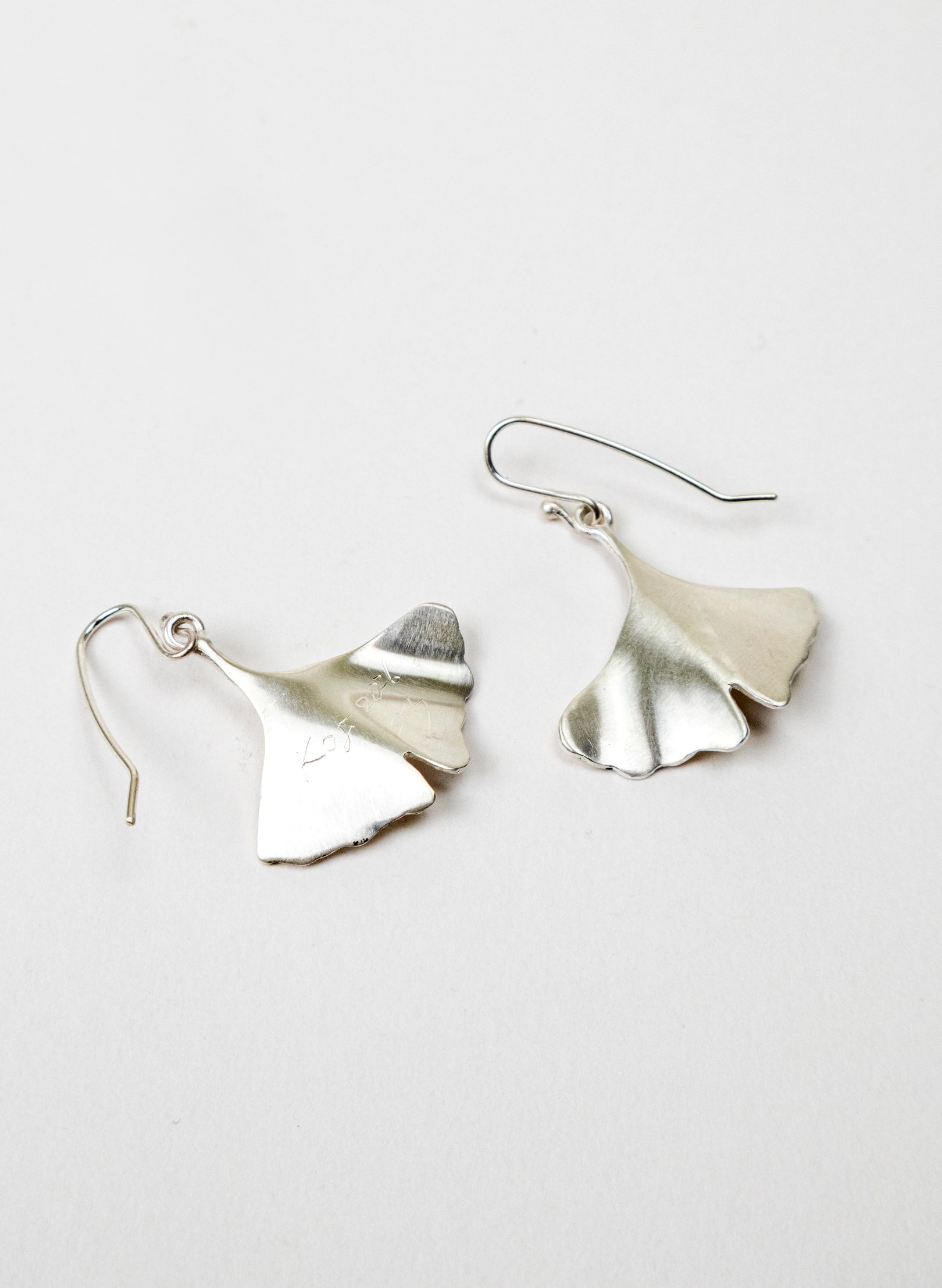 Silver Gingko Leaf Earrings