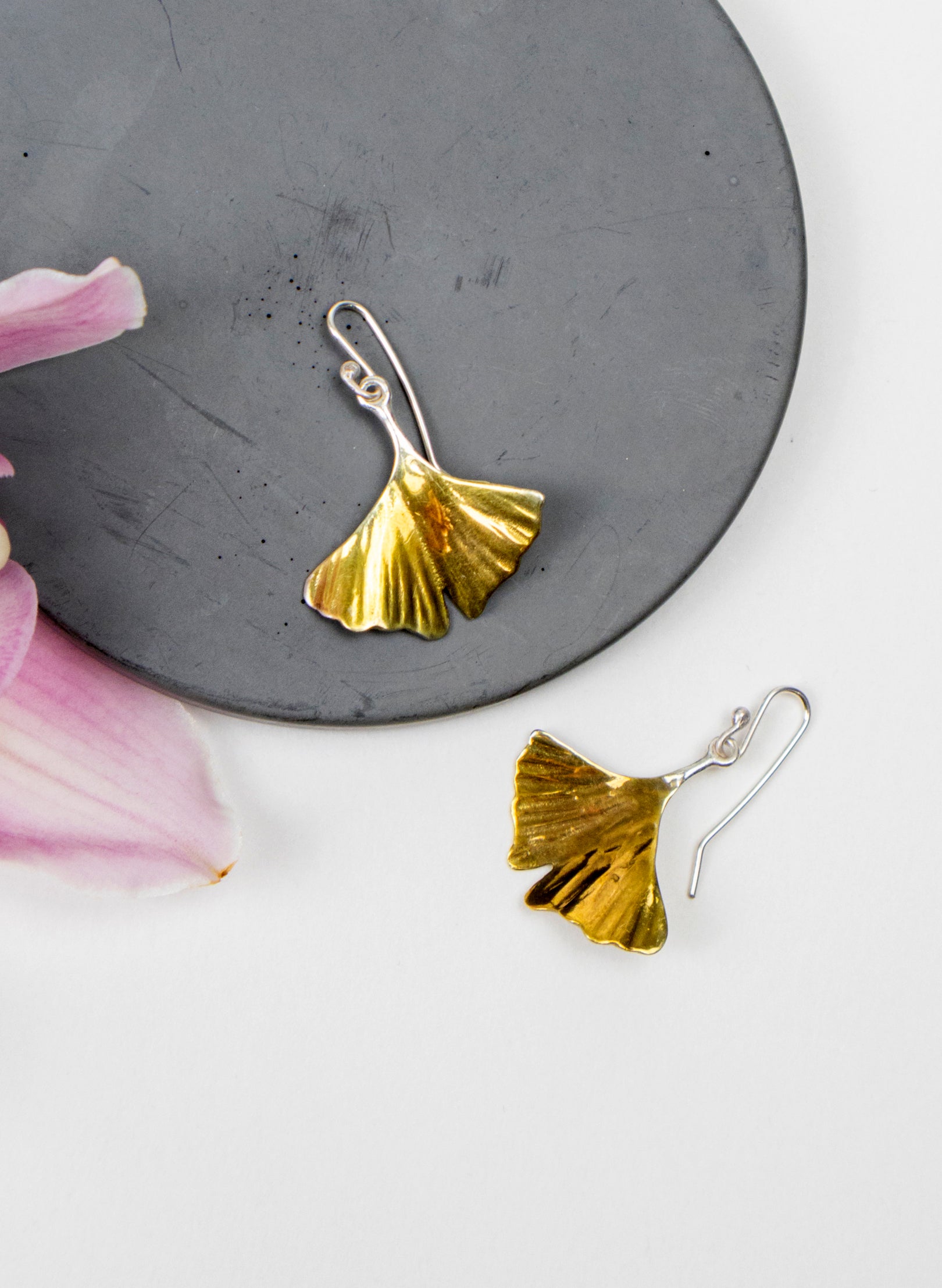 Gold Gingko Leaf Earrings