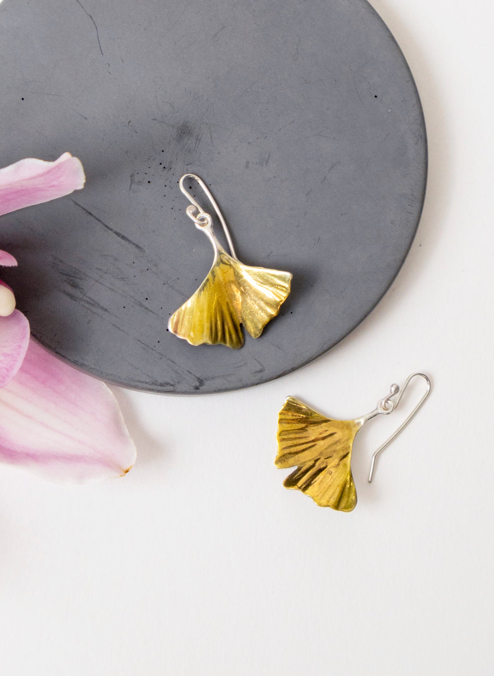 Gold Gingko Leaf Earrings