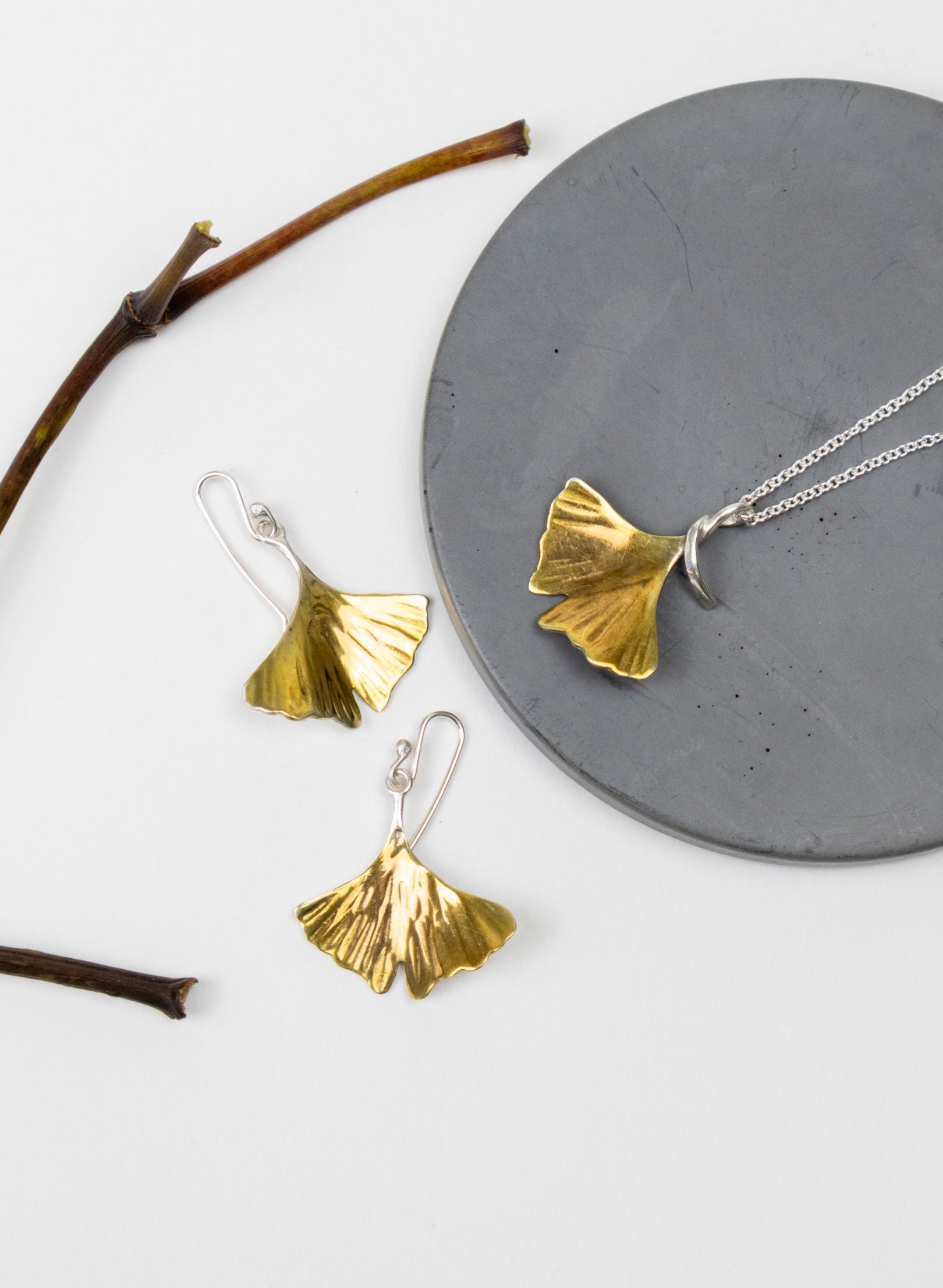 Gold Gingko Leaf Pendant