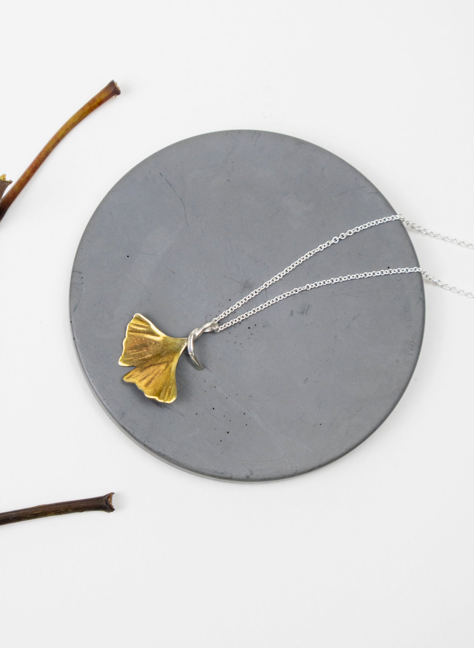 Gold Gingko Leaf Pendant