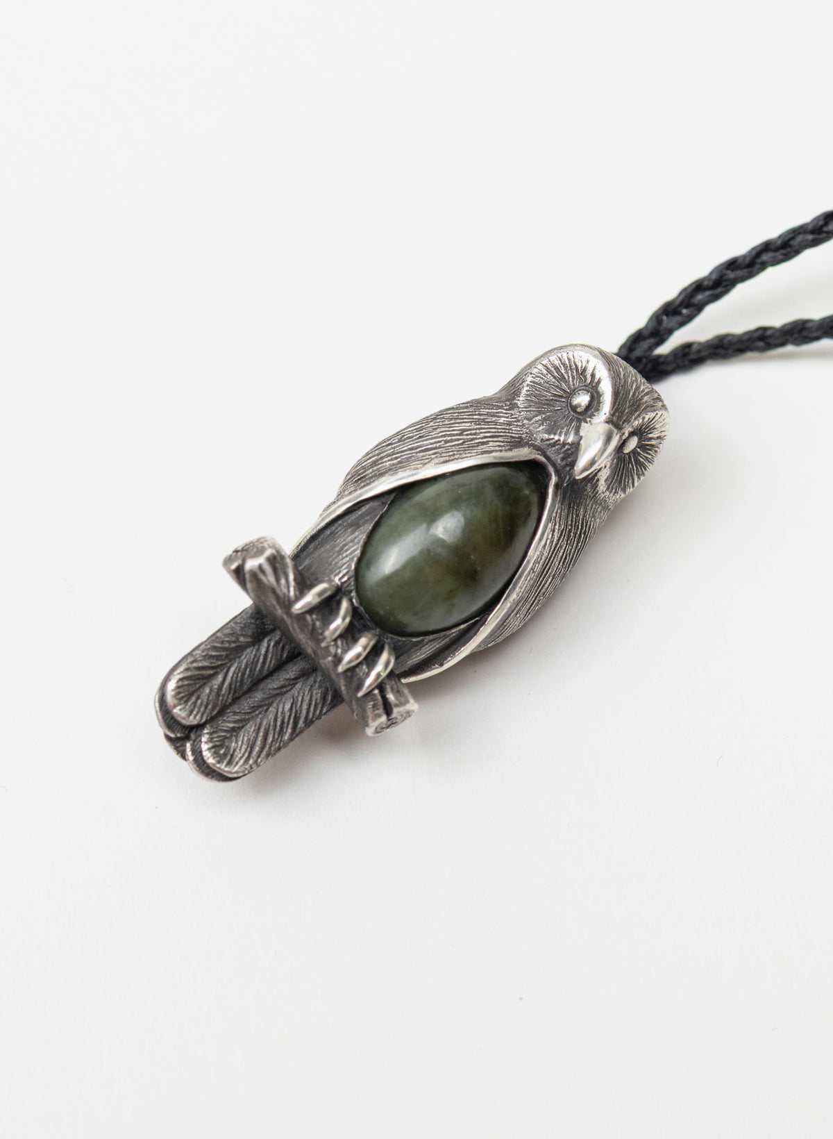 Sterling Silver Ruru Pendant with a Pounamu Insert