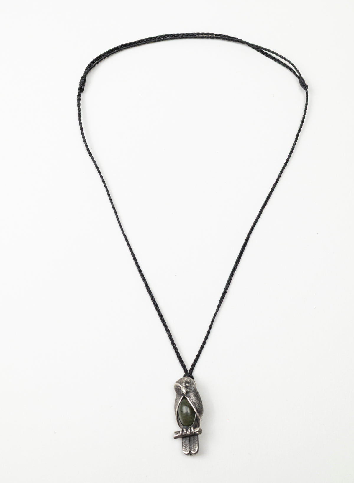 Sterling Silver Ruru Pendant with a Pounamu Insert