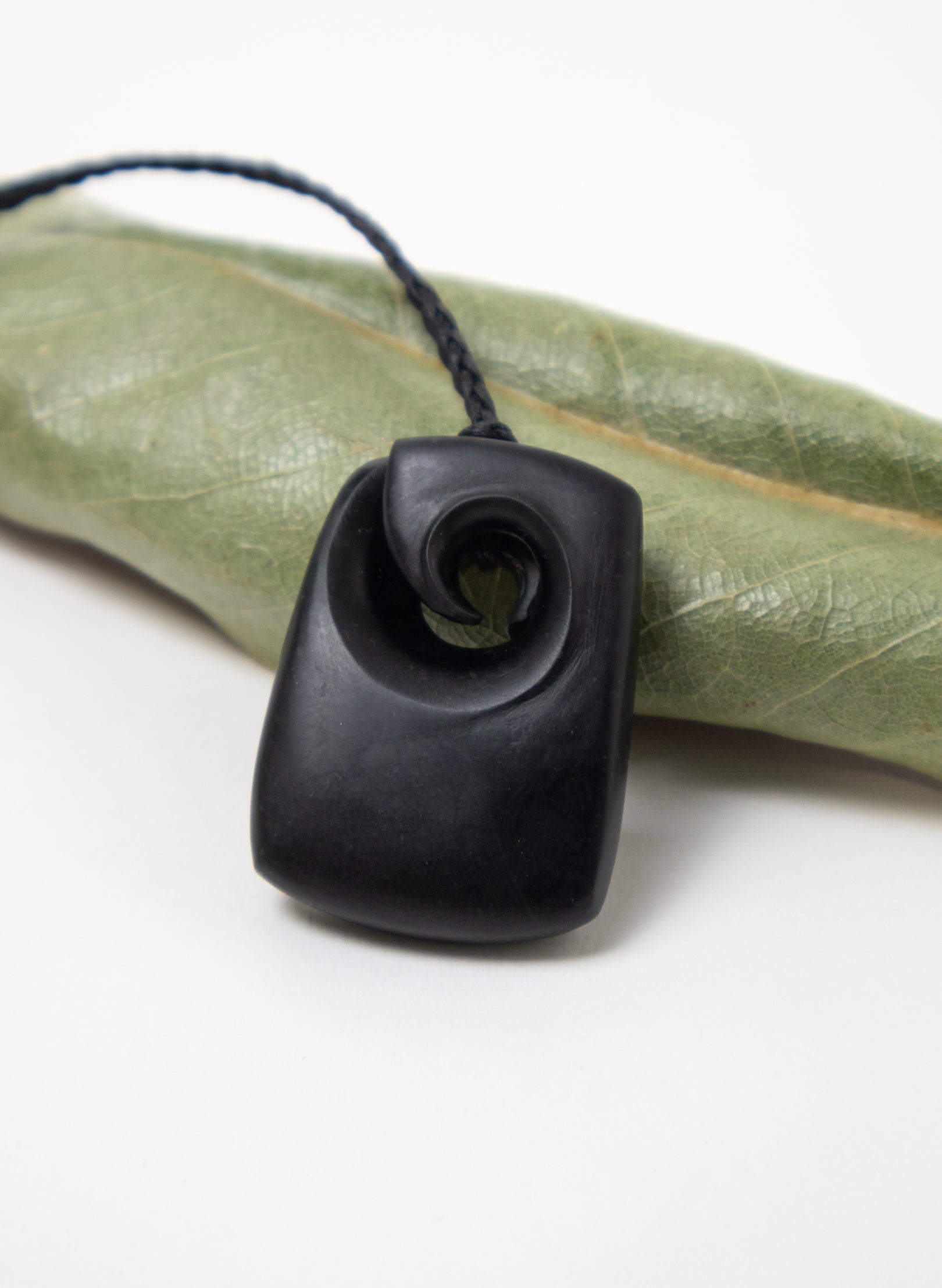 Rectangle Koru Toki Pounamu Pendant