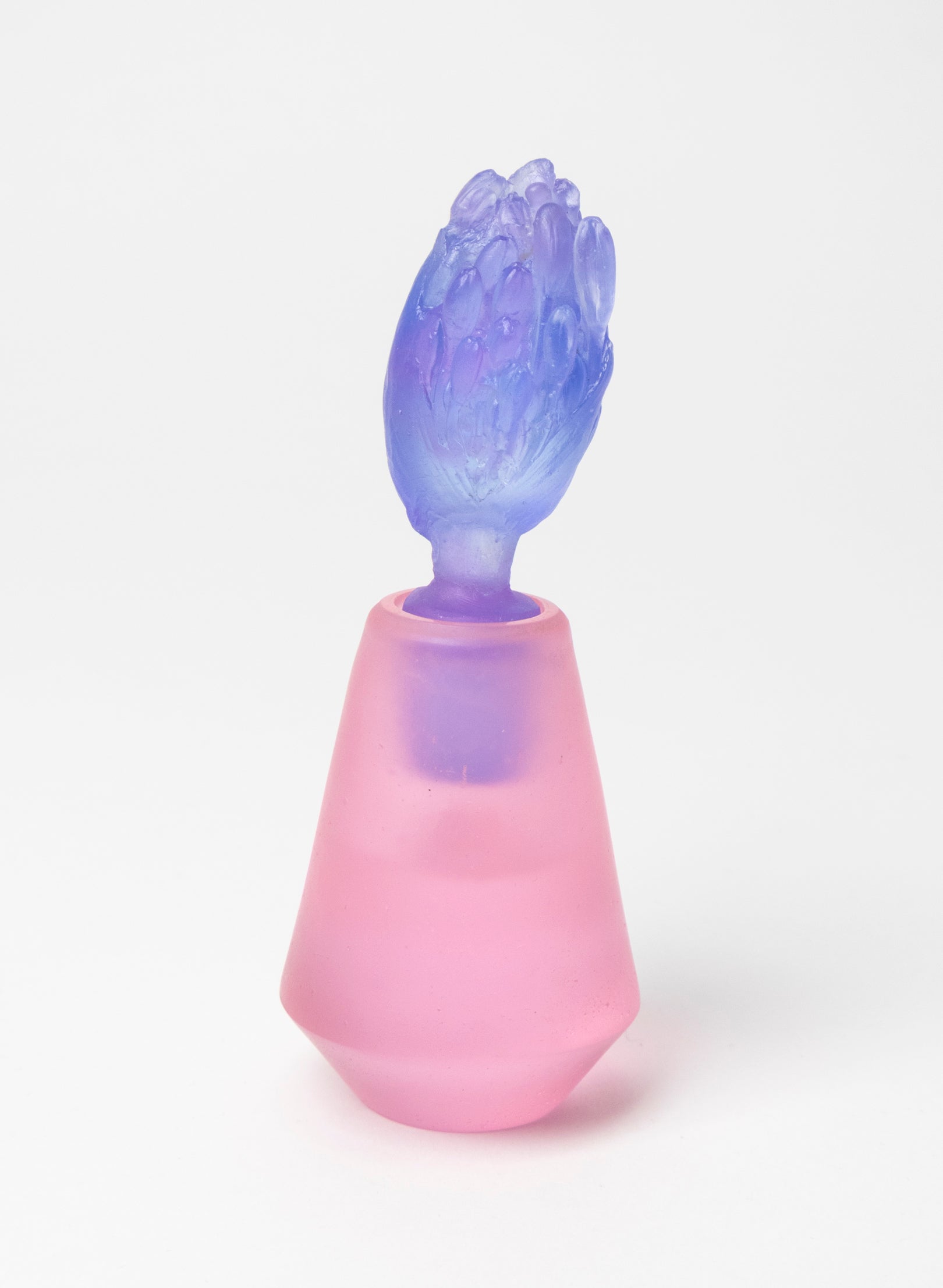 Purple Flowers and Pink Cast Glass Sculpture