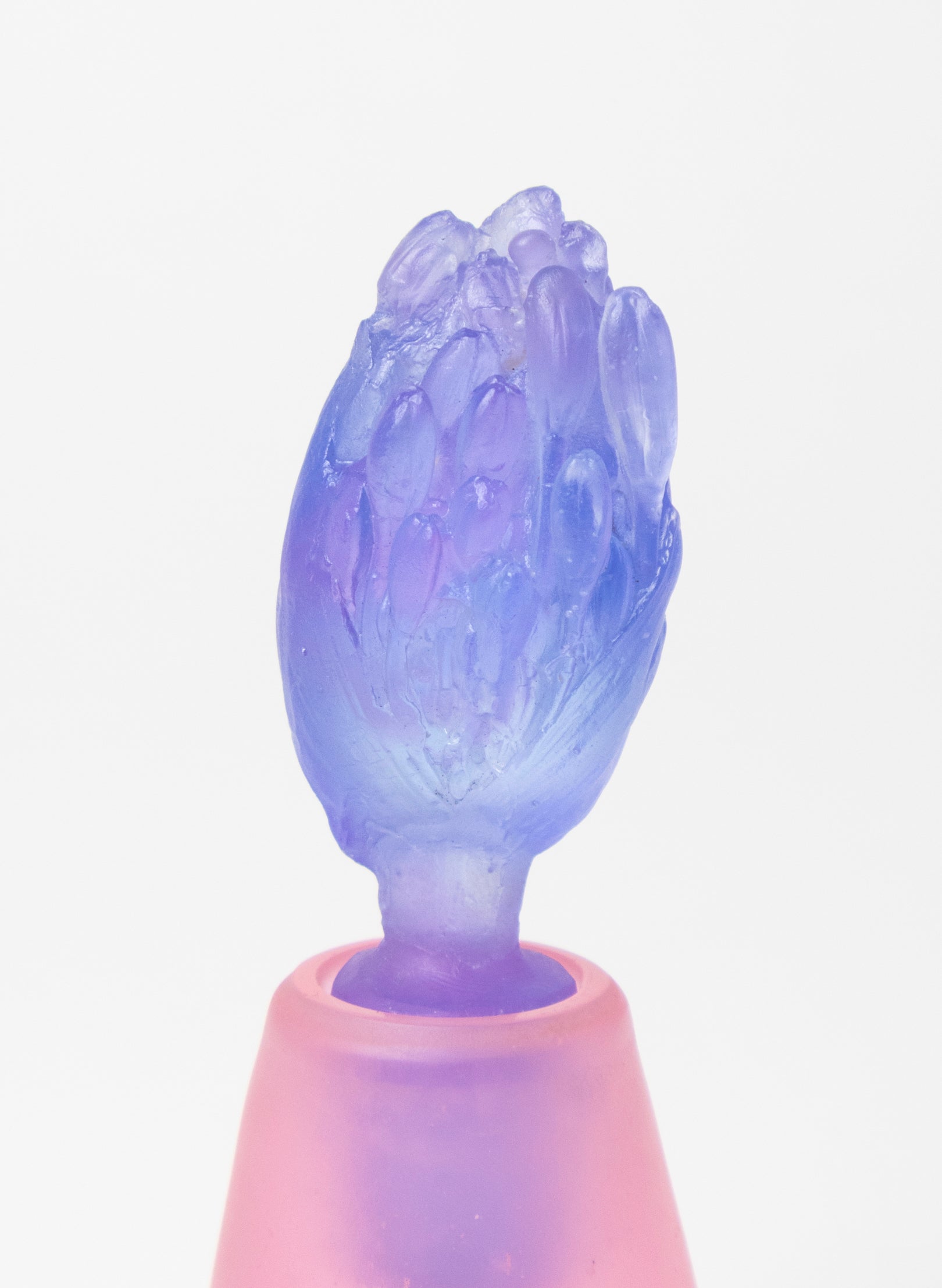 Purple Flowers and Pink Cast Glass Sculpture