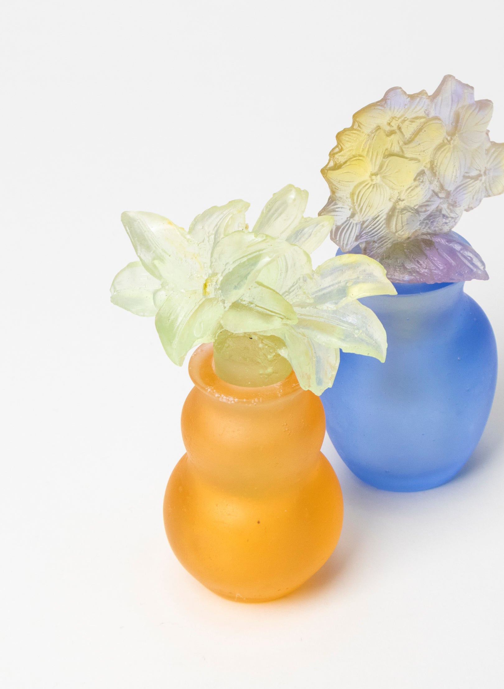 Green Lily and Yellow Cast Glass Sculpture