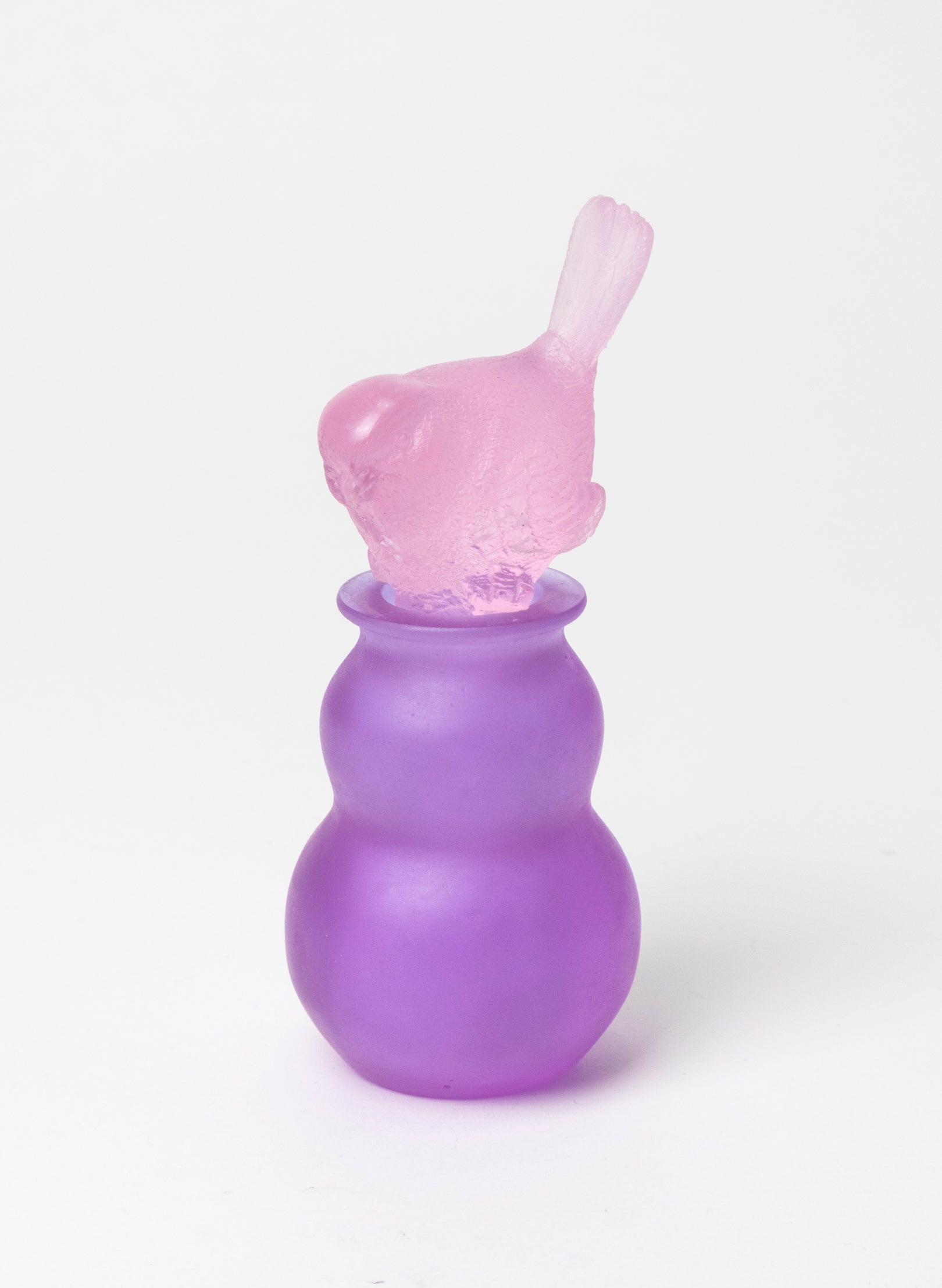 Pink Fantail and Purple Cast Glass Sculpture