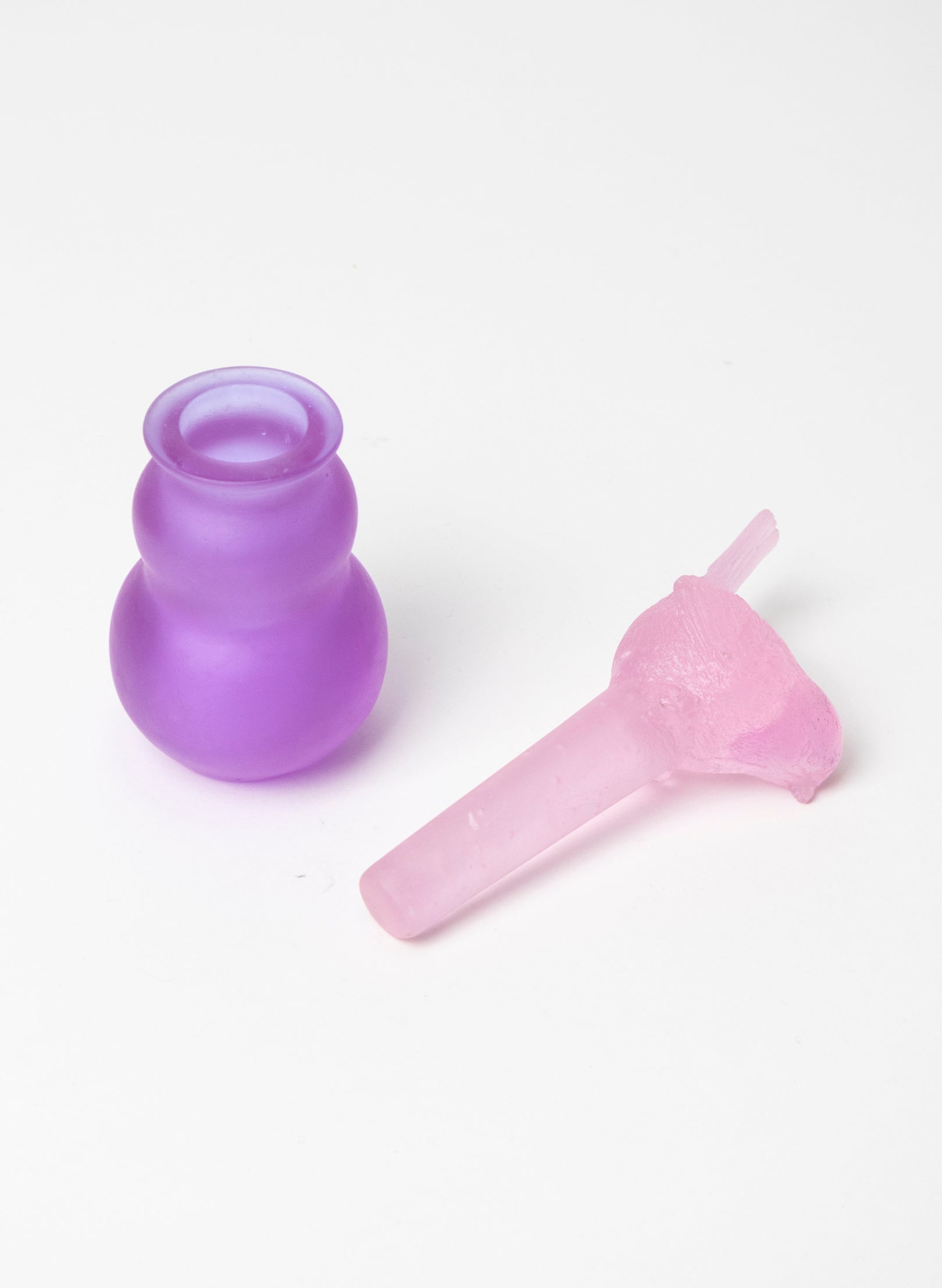 Pink Fantail and Purple Cast Glass Sculpture