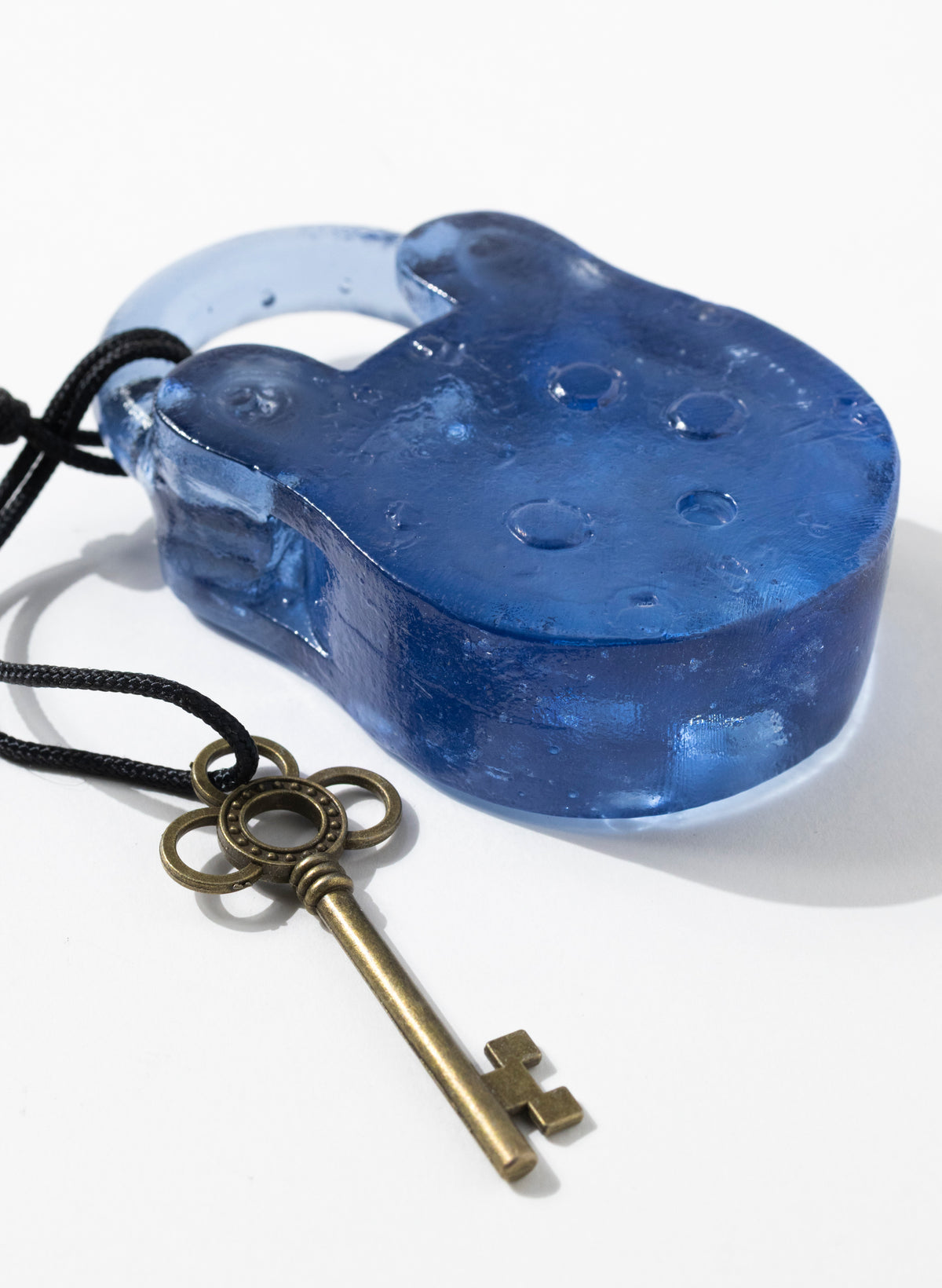 Steel Blue Coloured Glass Closed Padlock