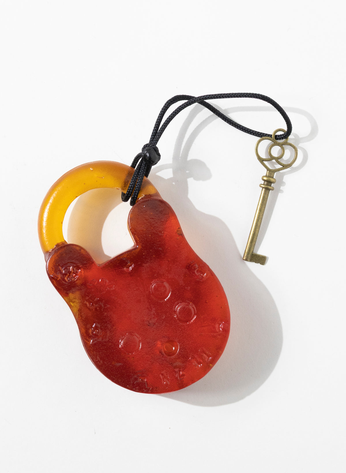 Orange Red Coloured Glass Closed Padlock