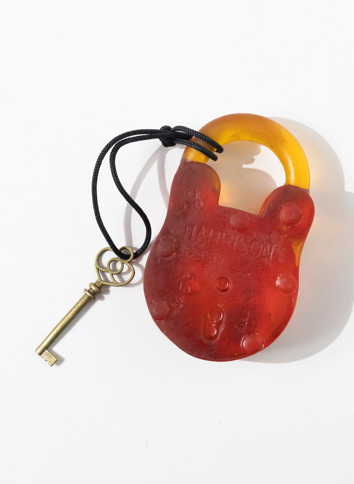 Orange Red Coloured Glass Closed Padlock