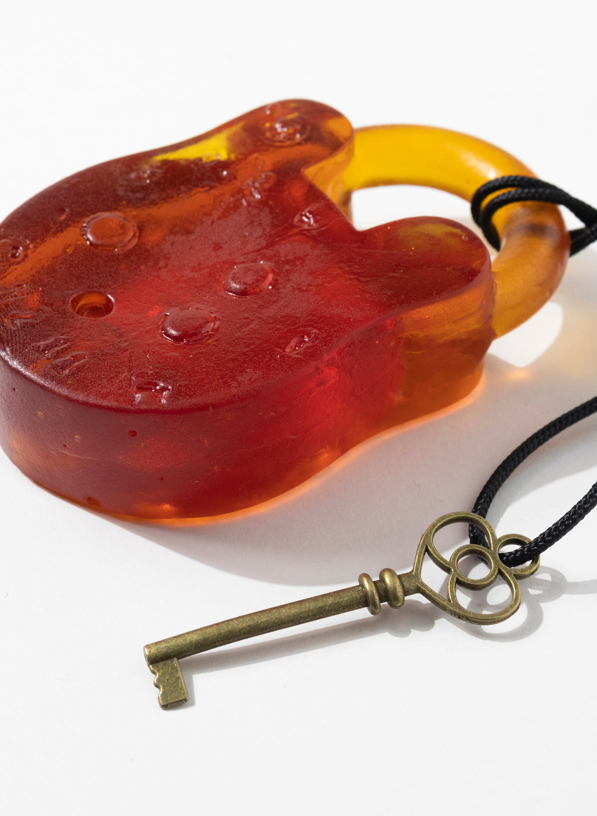 Orange Red Coloured Glass Closed Padlock