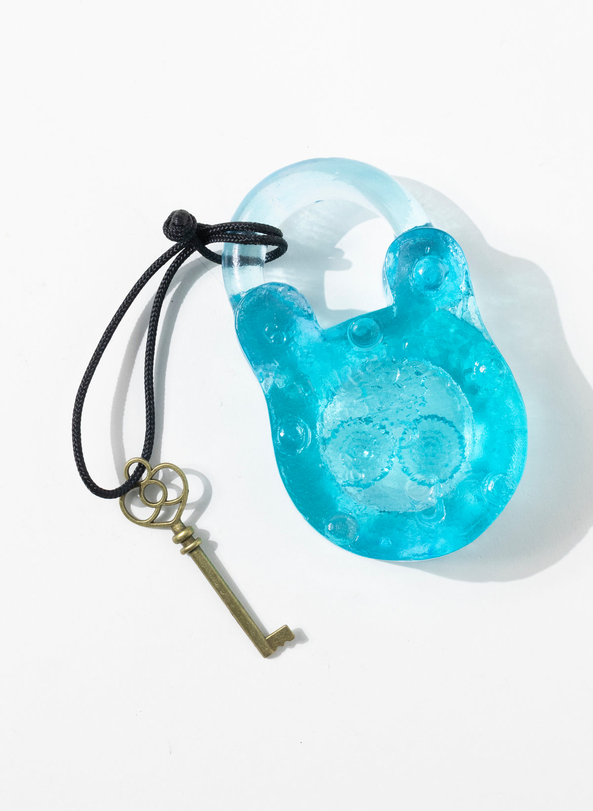 Copper Blue Coloured Glass Open Padlock