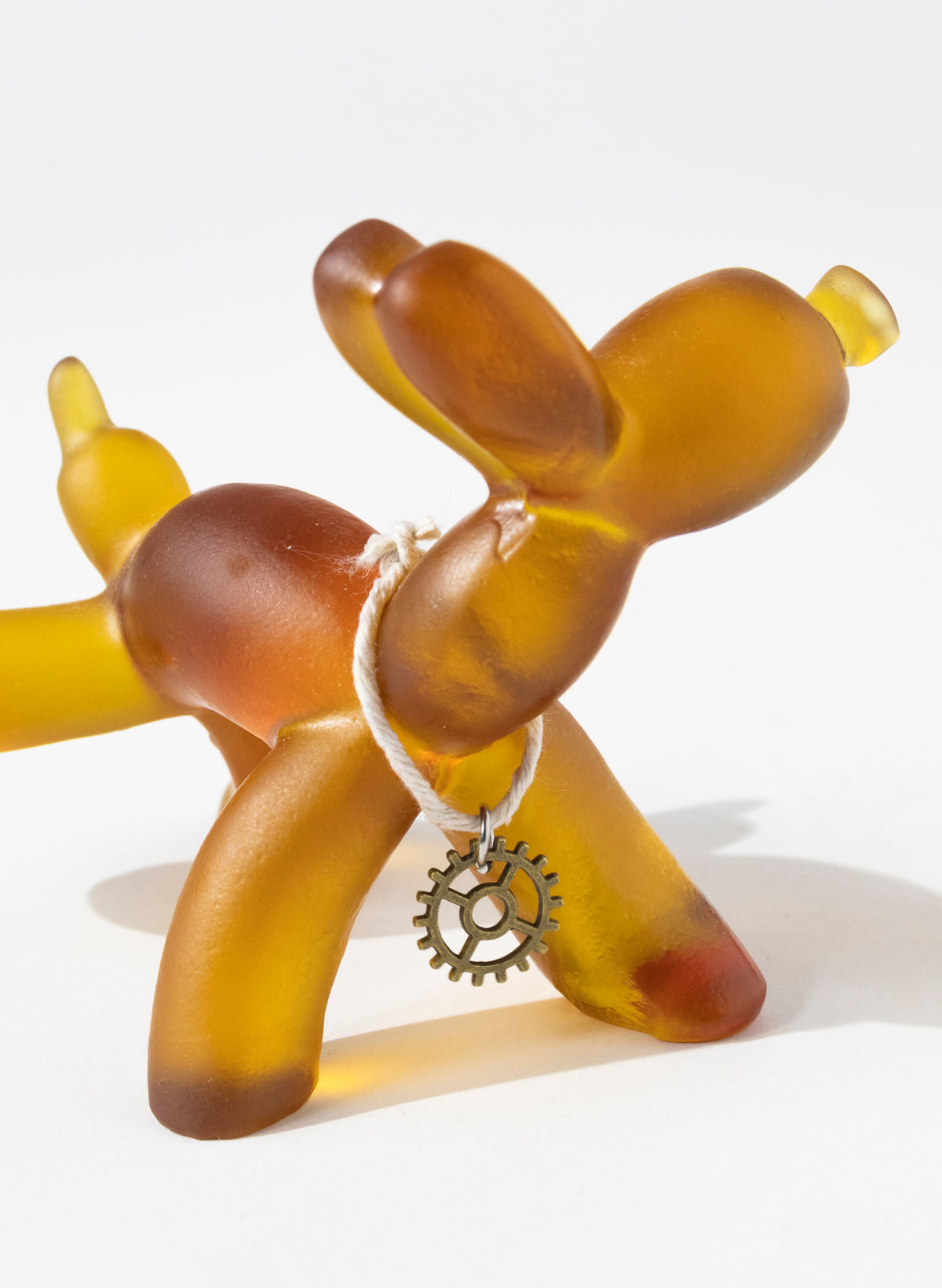 Orange / Red Glass Wee Wee Balloon Dog