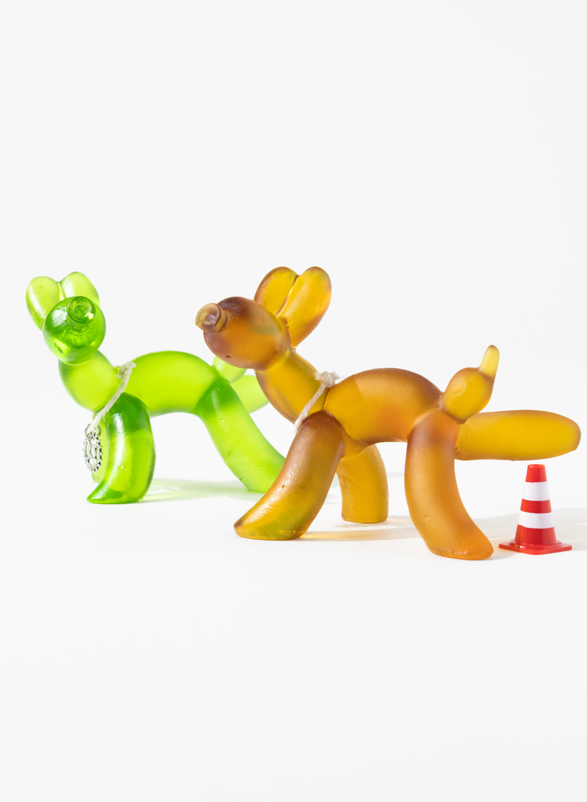 Orange / Red Glass Wee Wee Balloon Dog