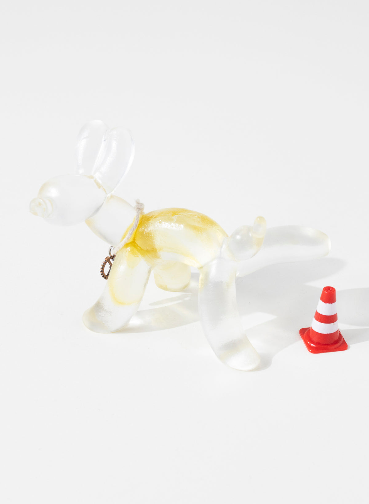 Clear / Orange Glass Wee Wee Balloon Dog