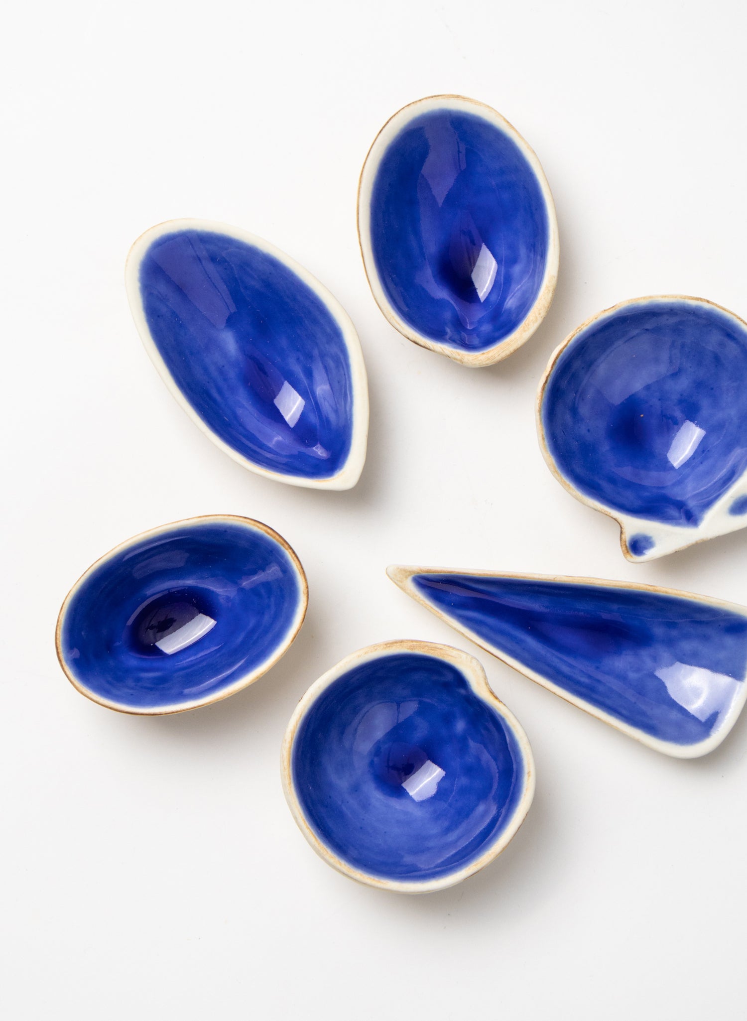 Boxed Set of 6 Shell Dipping Bowls - Blue