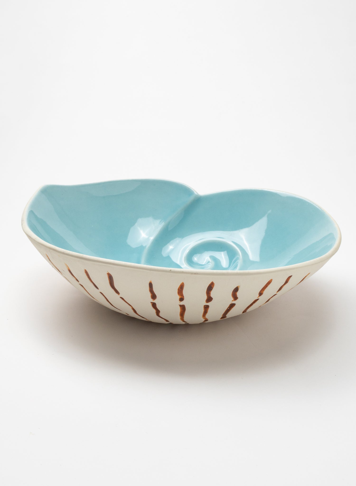 Large Nautilus Shell Bowl - Aqua