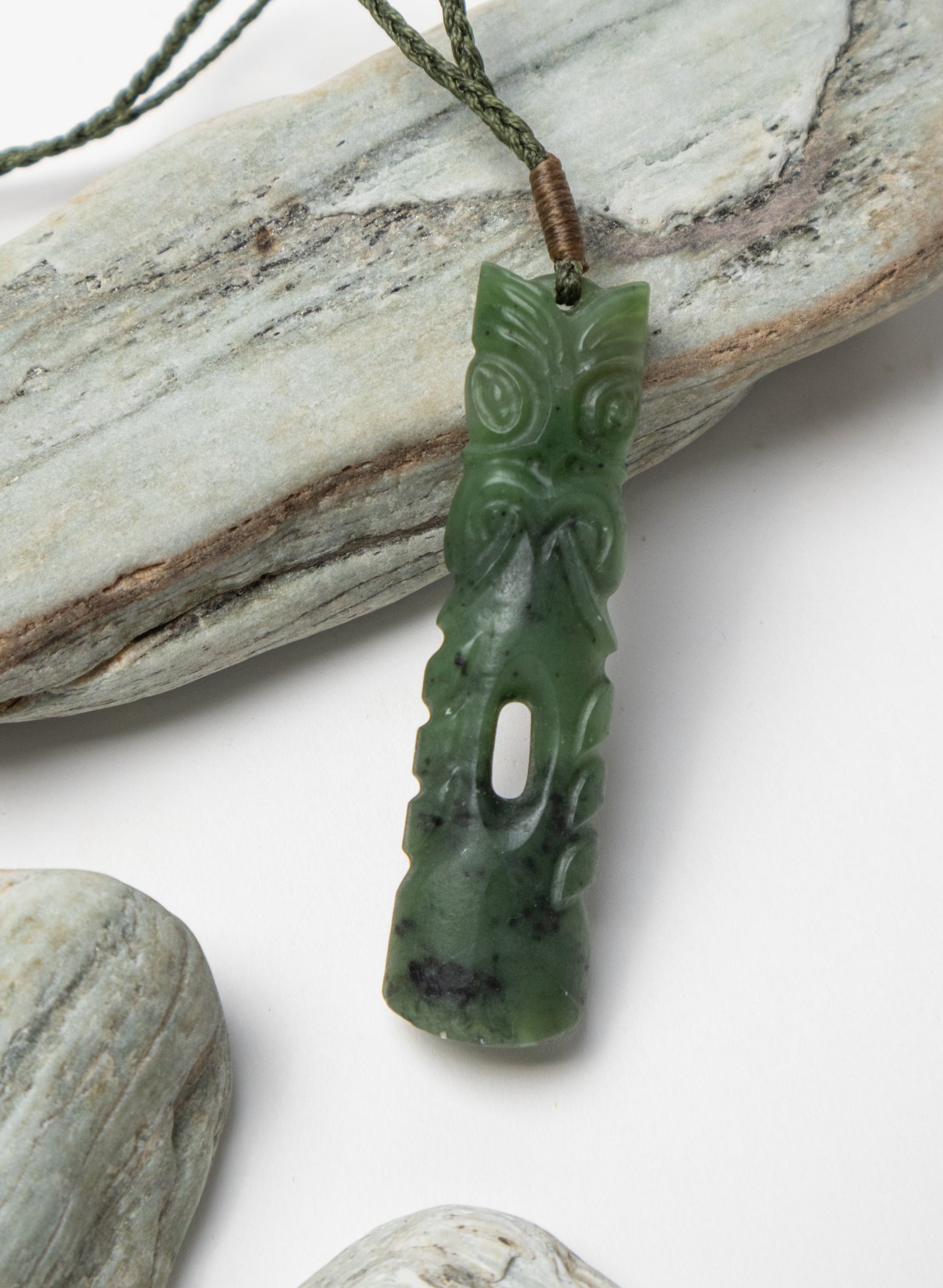 Pounamu Tiki Pou Pendant