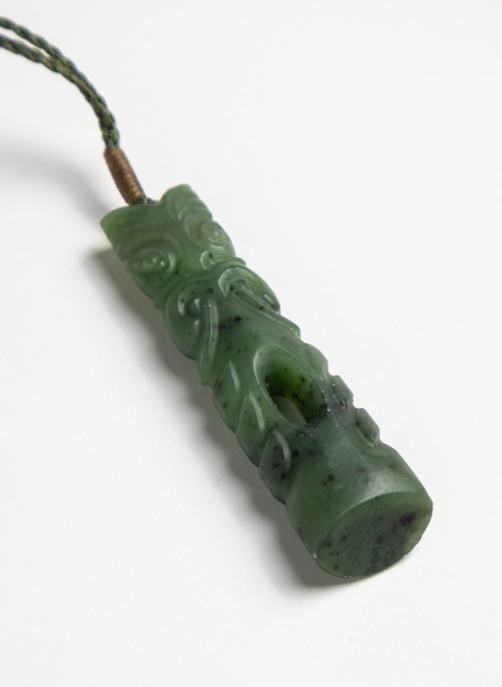 Pounamu Tiki Pou Pendant