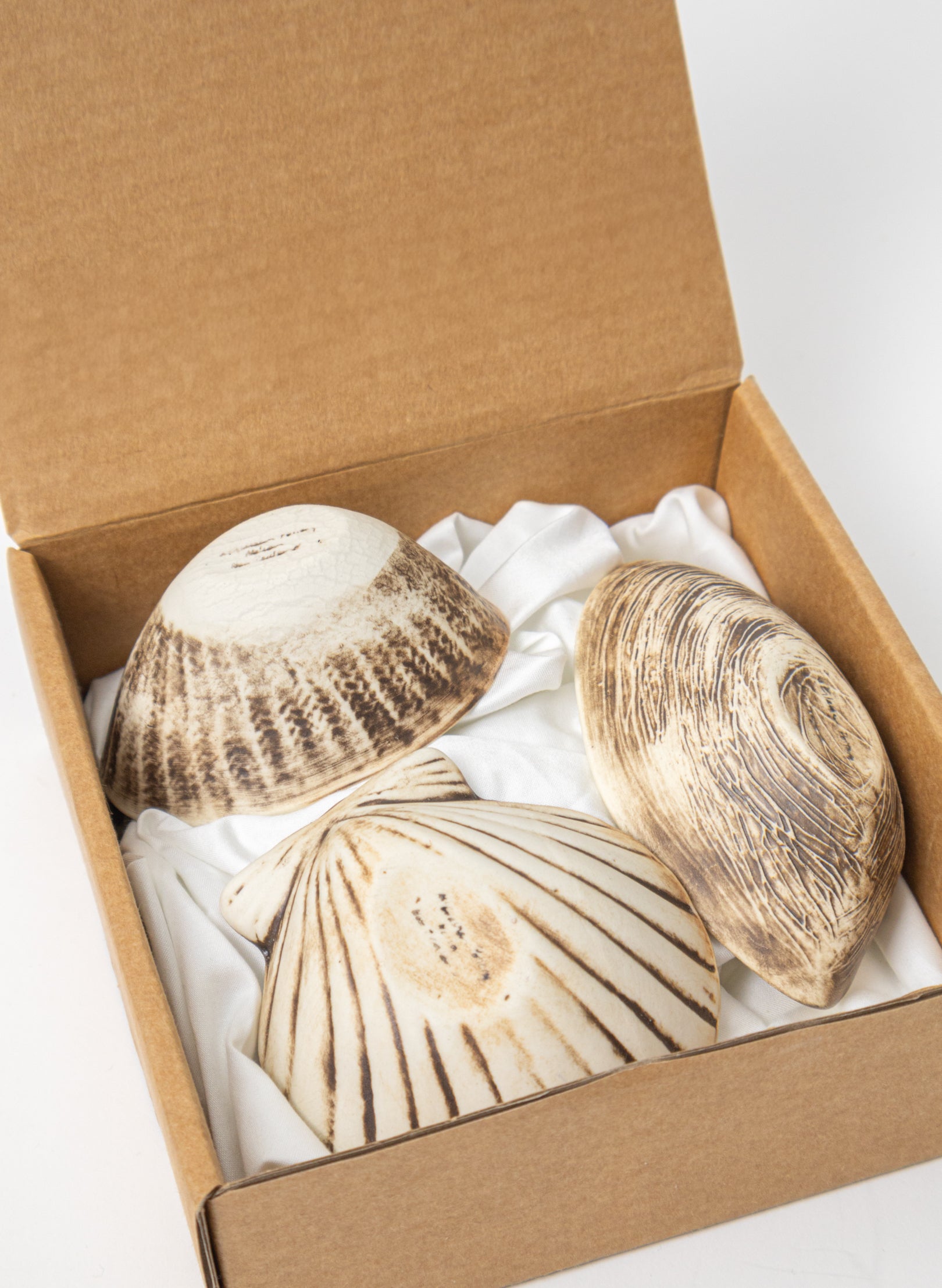 Boxed Set of 3 Shell Dipping Bowls - Green