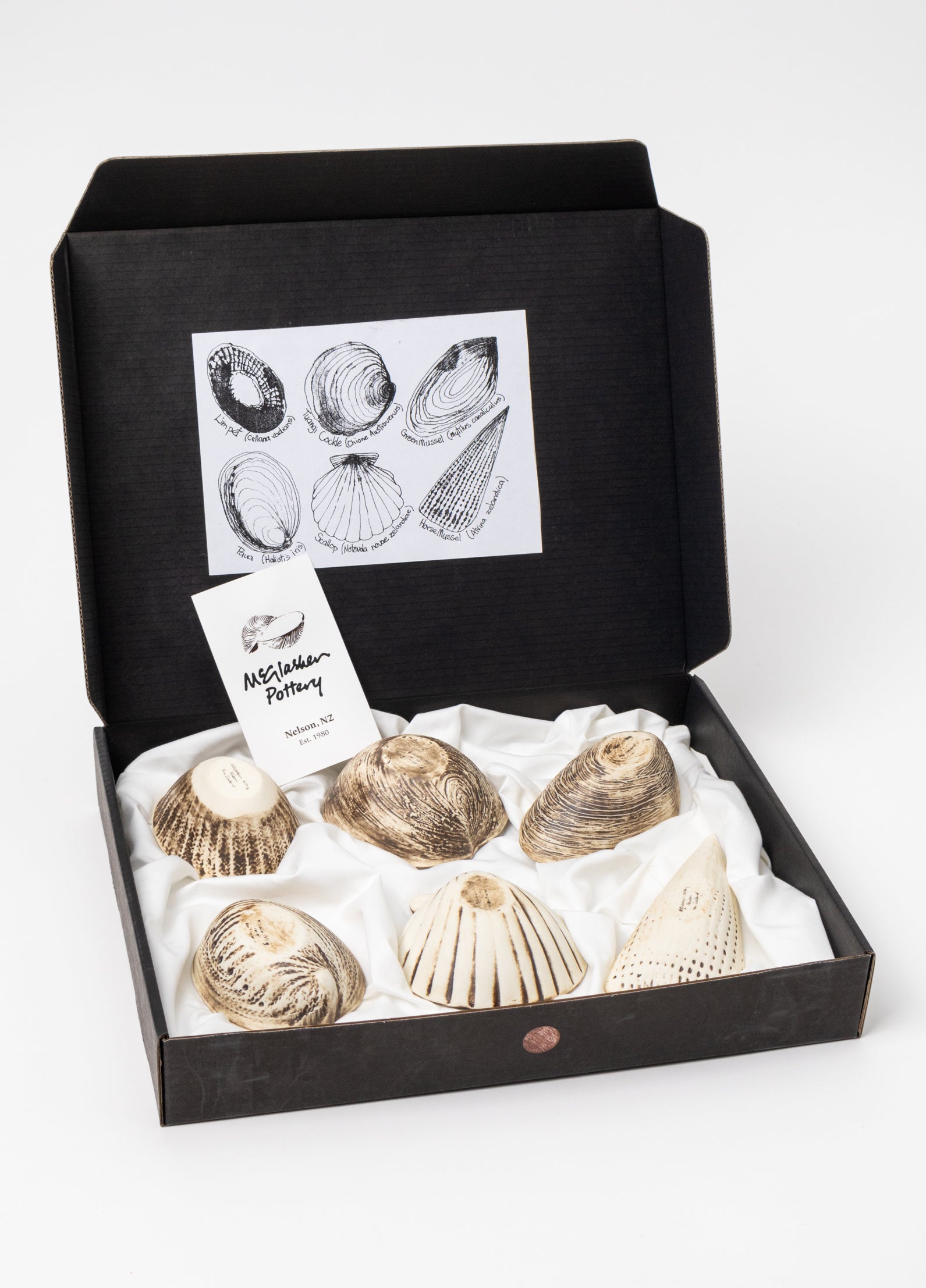Boxed Set of 6 Shell Dipping Bowls - Natural