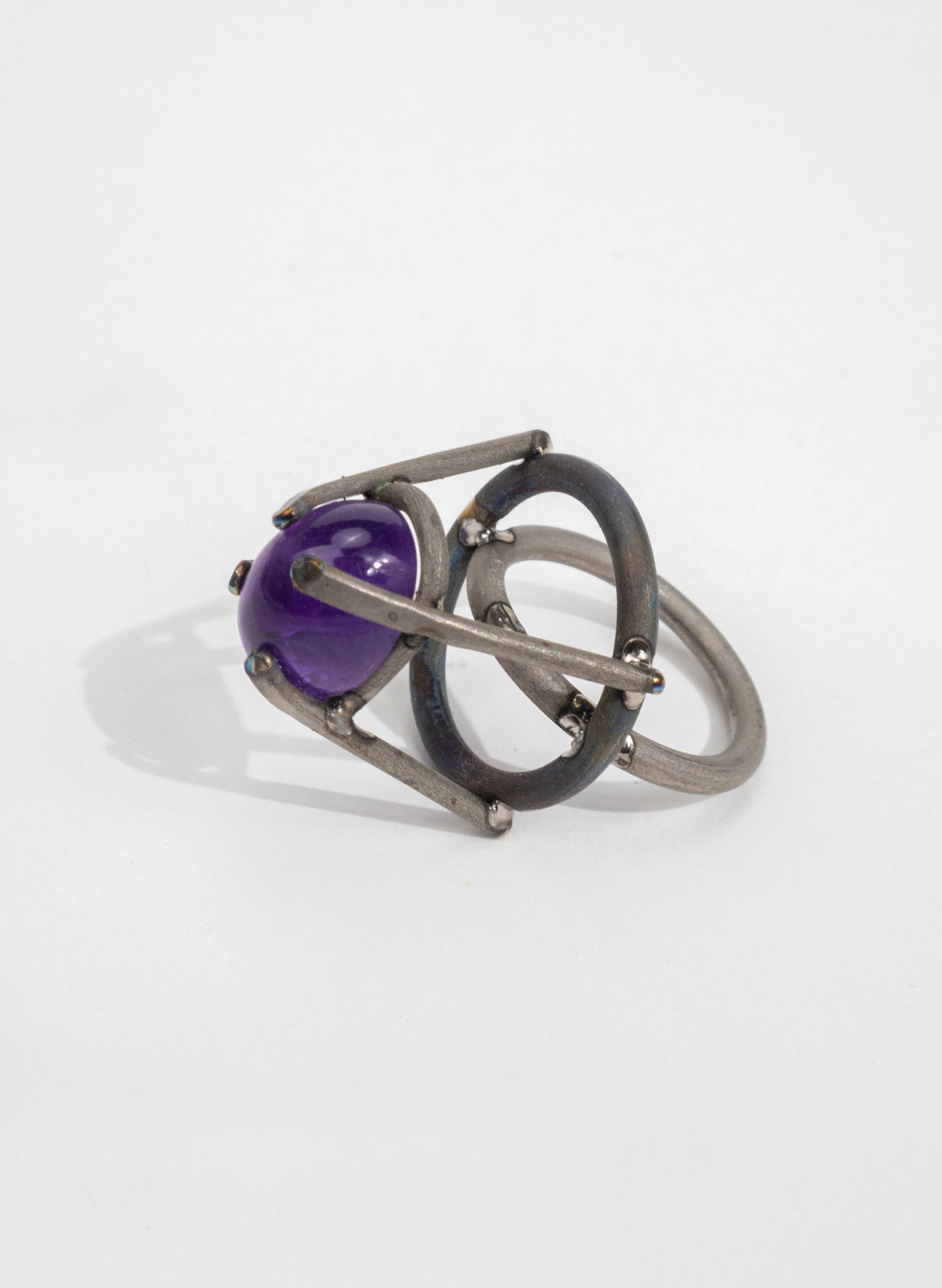 Amethyst & Titanium Ring