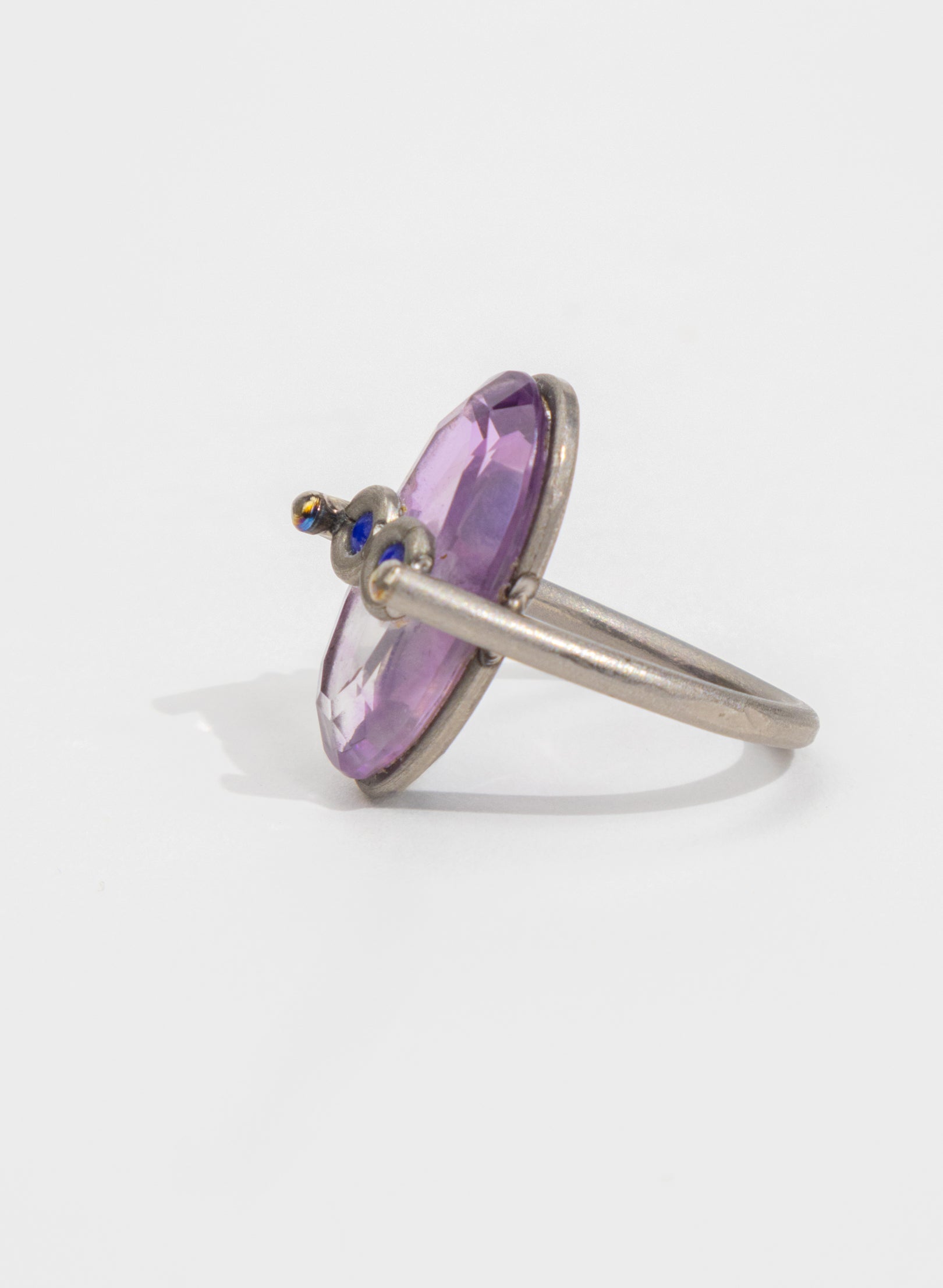 Amethyst, Lapis Lazuli & Titanium Ring