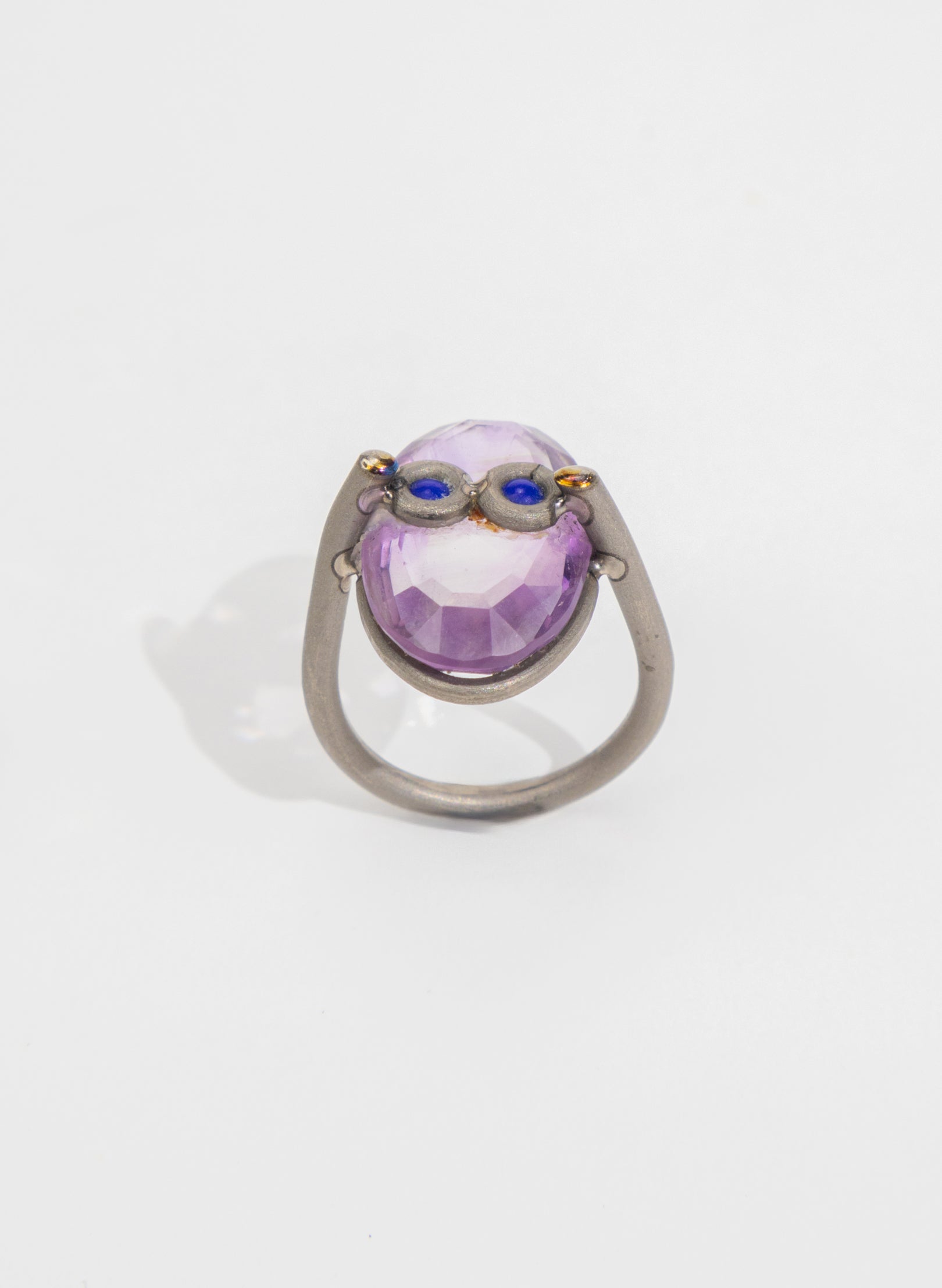 Amethyst, Lapis Lazuli & Titanium Ring