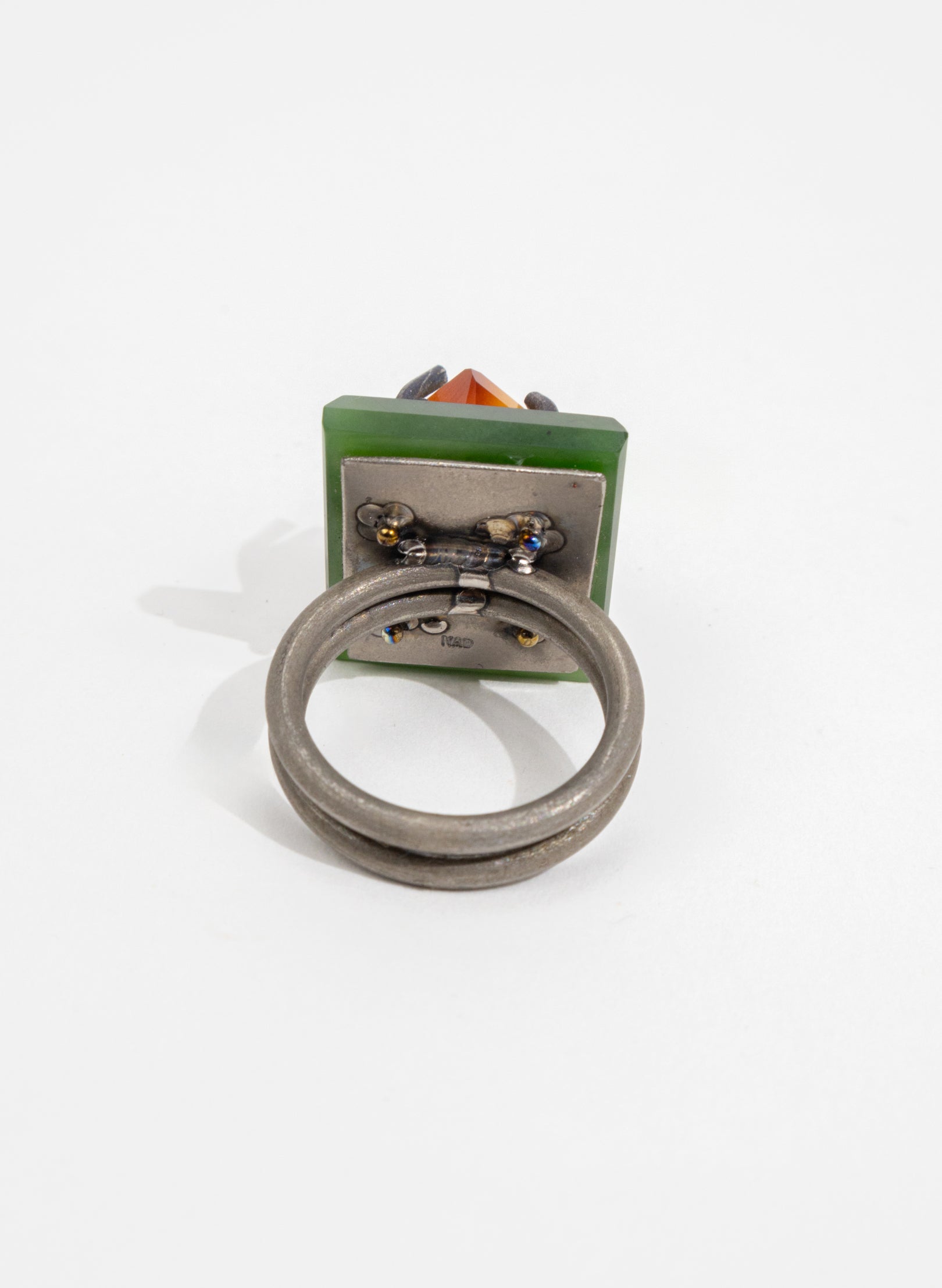 NZ Pounamu, Coromandel Carnelian and Titanium Ring