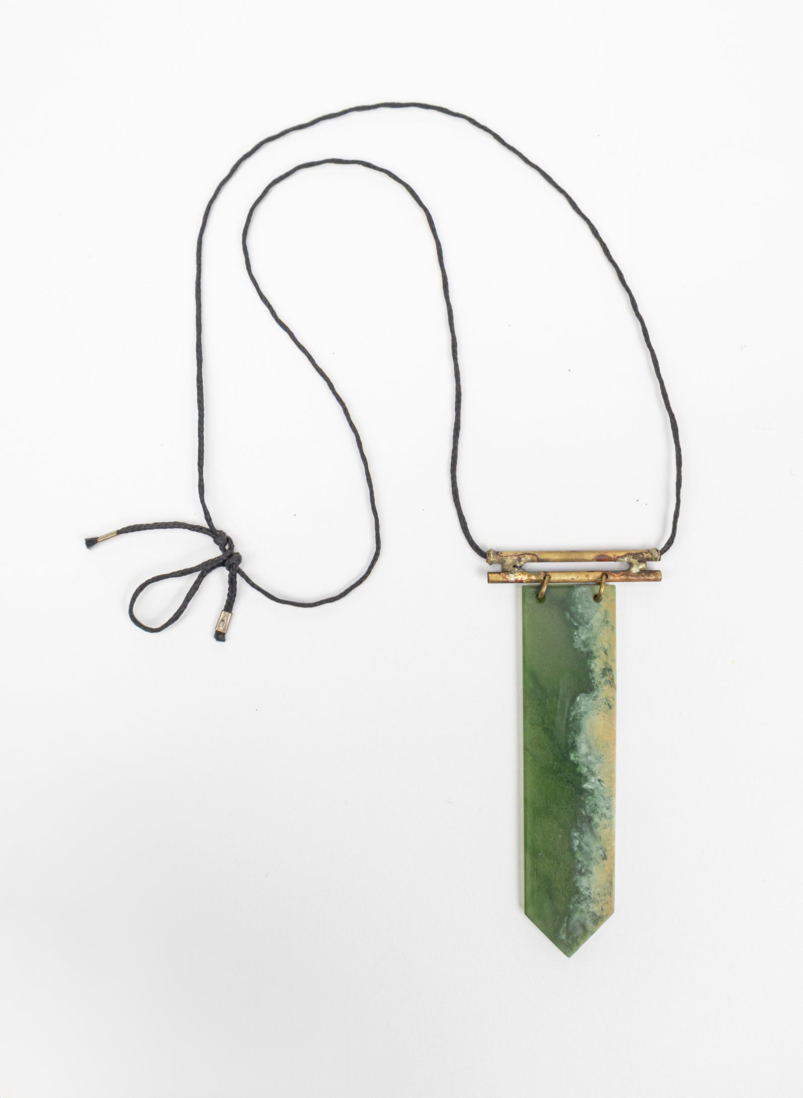 NZ Pounamu & Brass Necklace